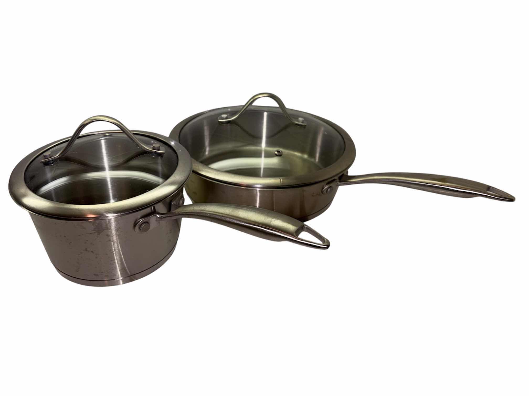 Photo 1 of PARINI 8 PC STAINLESS STEEL COOKWARE SET W GLASS LIDS $130