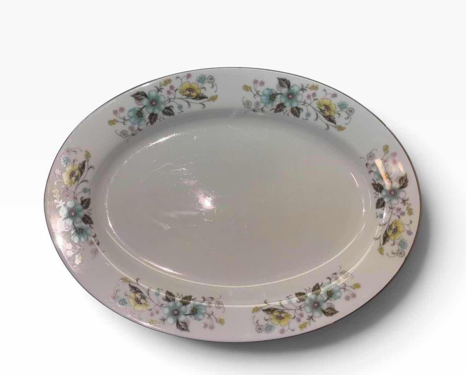 Photo 1 of VINTAGE FLORAL CHINA 2 PC PORCELAIN OVAL SERVING PLATE 8.75” X12” & 9” SERVING BOWL W GOLD TRIM