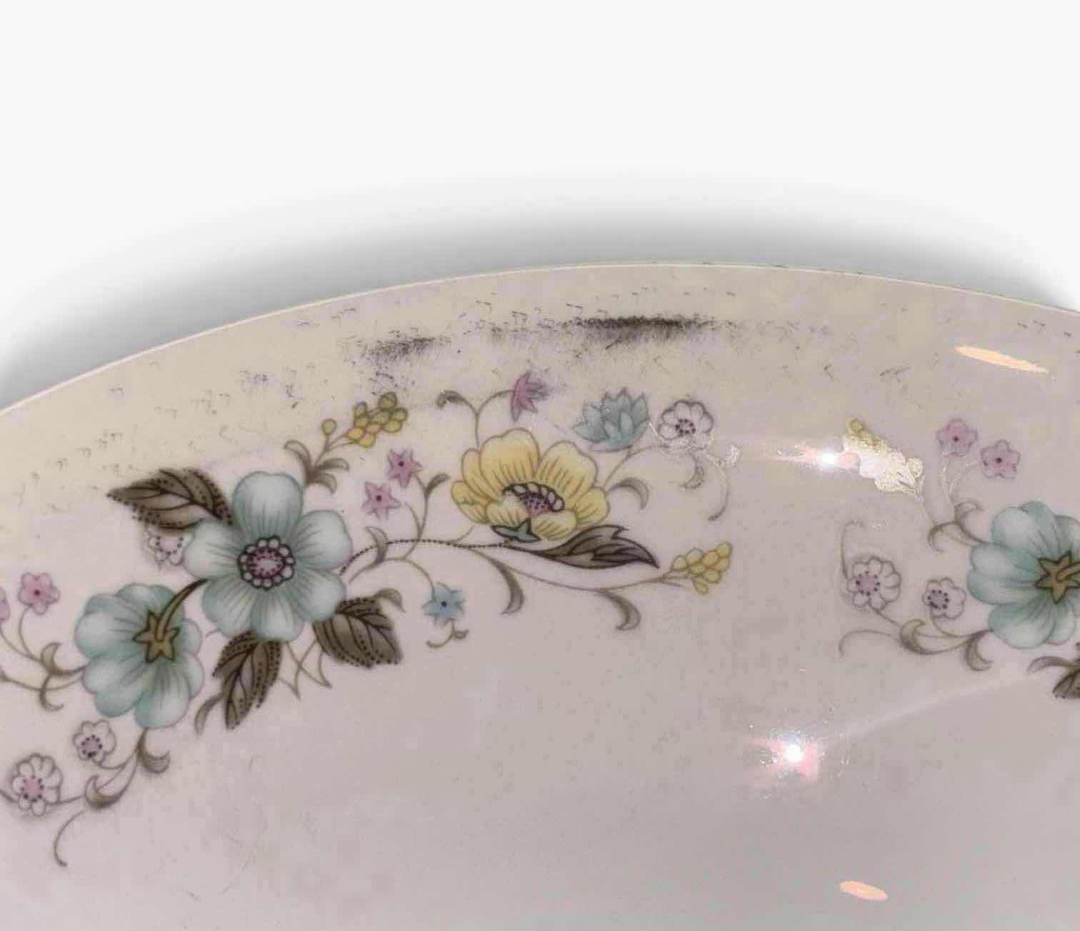 Photo 1 of VINTAGE FLORAL CHINA 2 PC PORCELAIN OVAL SERVING PLATE 8.75” X12” & 9” SERVING BOWL W GOLD TRIM