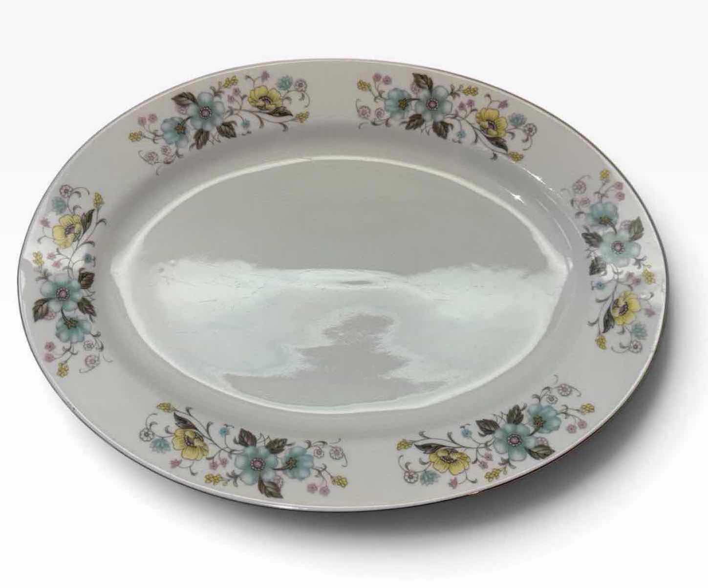 Photo 1 of VINTAGE FLORAL CHINA 2 PC PORCELAIN OVAL SERVING PLATE 8.75” X12” & 9” SERVING BOWL W GOLD TRIM