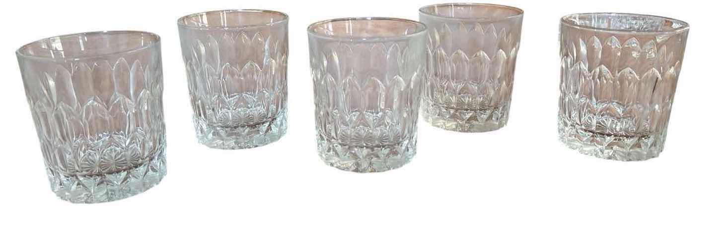View 1 of (5)PCS CRYSTAL OLD FASHIONED WHISKEY TUMBLERS H4”