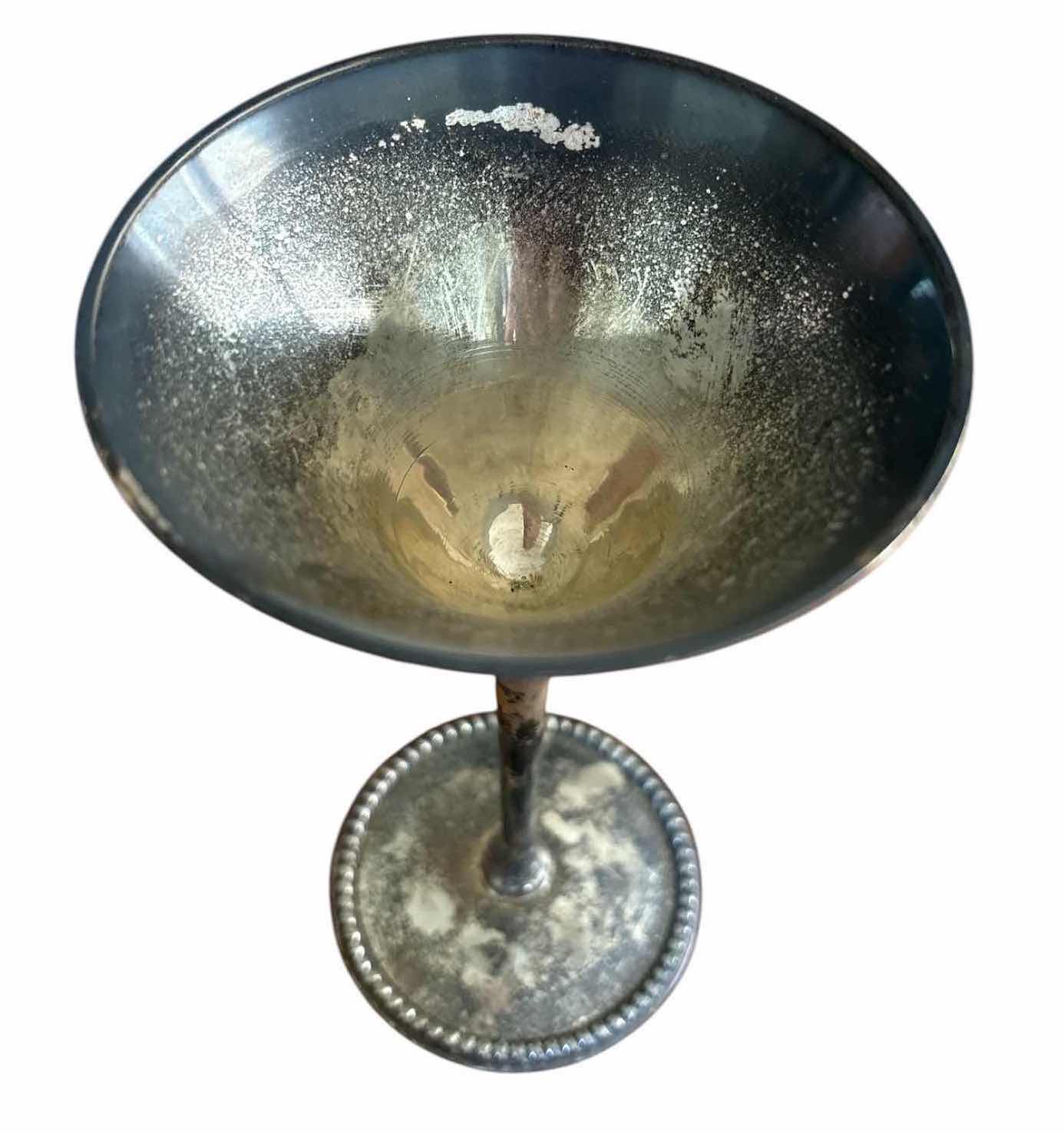 Photo 1 of (2)PCS VINTAGE METAL MARTINI COCKTAIL GOBLETS H6.5”