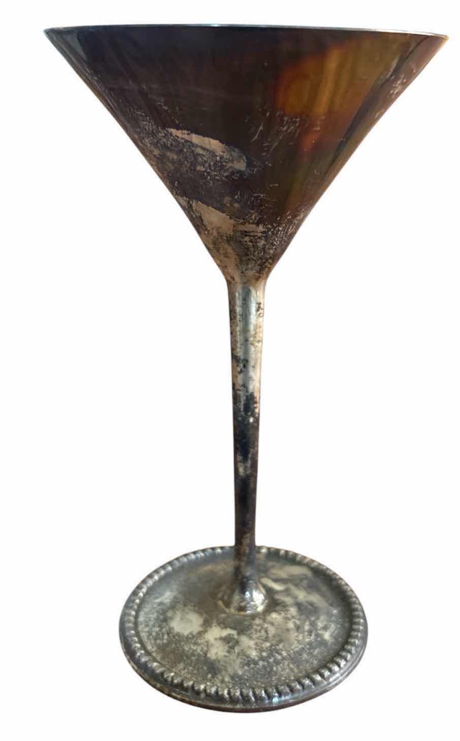 Photo 1 of (2)PCS VINTAGE METAL MARTINI COCKTAIL GOBLETS H6.5”