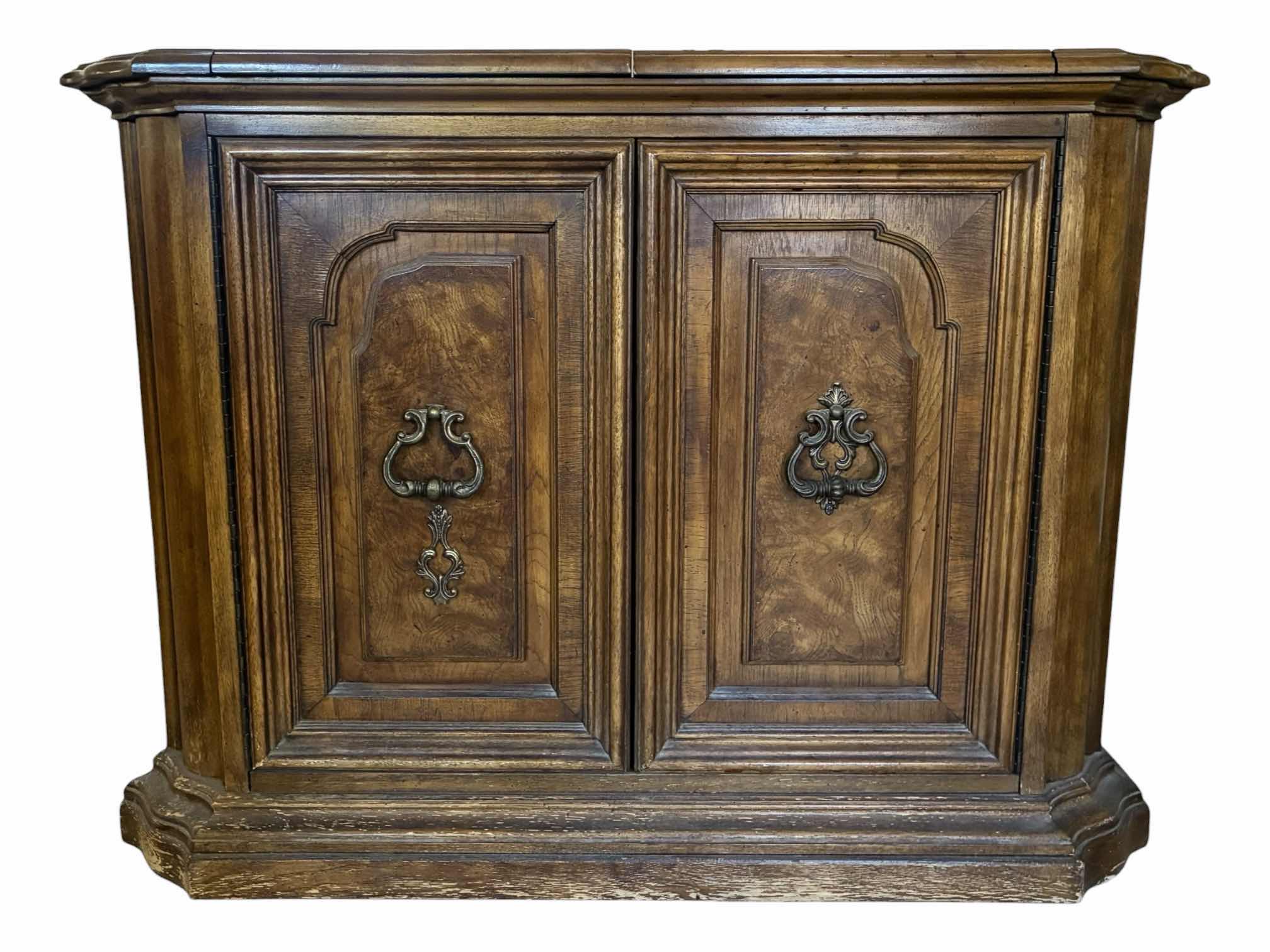 Photo 1 of MID-CENTURY BERNHARDT HIBRITEN WOOD ROLLING BUFFET CABINET 40.5” X 19” H30”