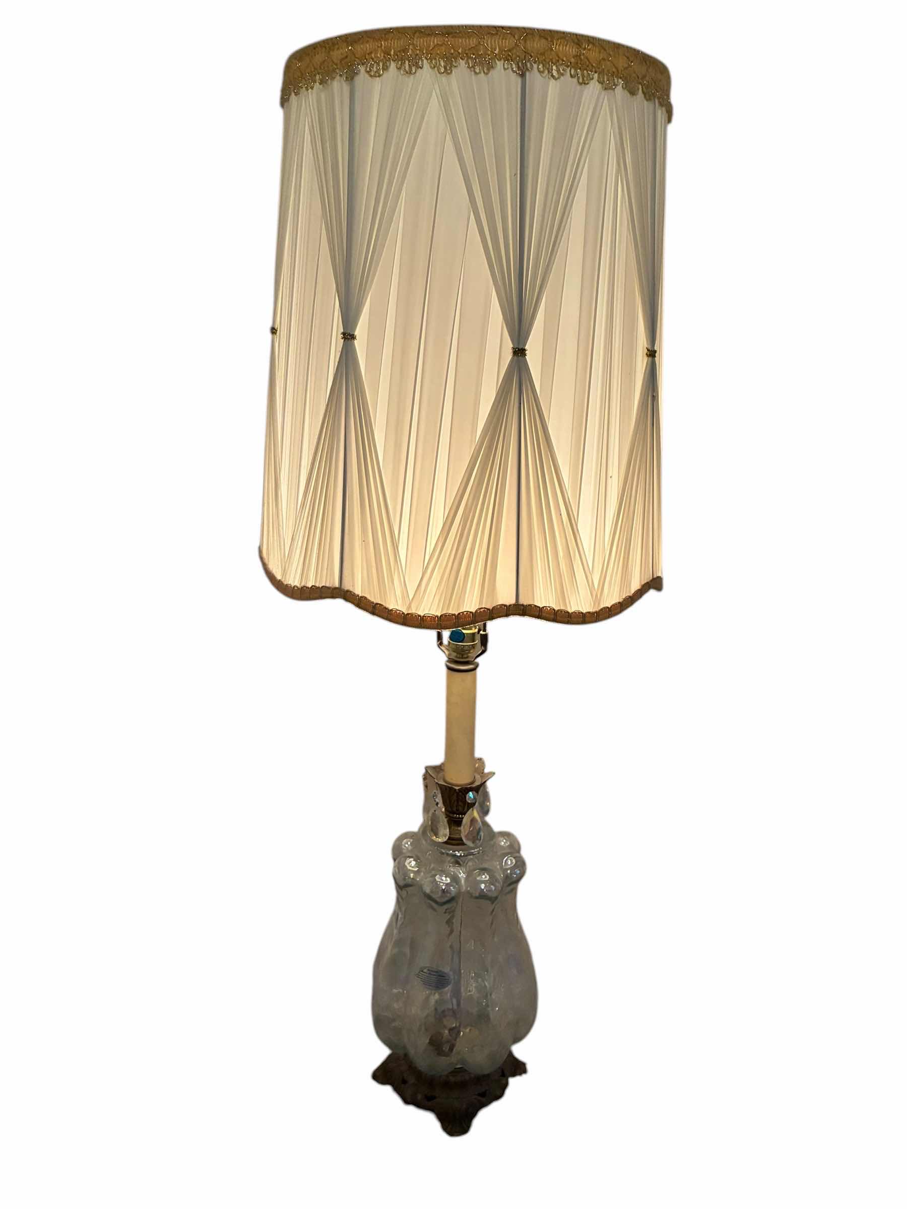 Photo 1 of VINTAGE GENUINE HANDBLOWN GLASS DUAL LIGHT TABLE LAMP 18“ X 49“