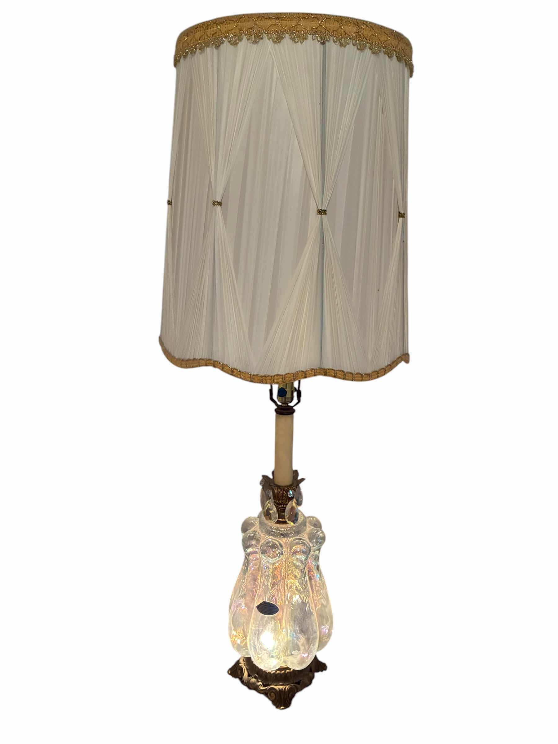 Photo 1 of VINTAGE GENUINE HANDBLOWN GLASS DUAL LIGHT TABLE LAMP 18“ X 49“