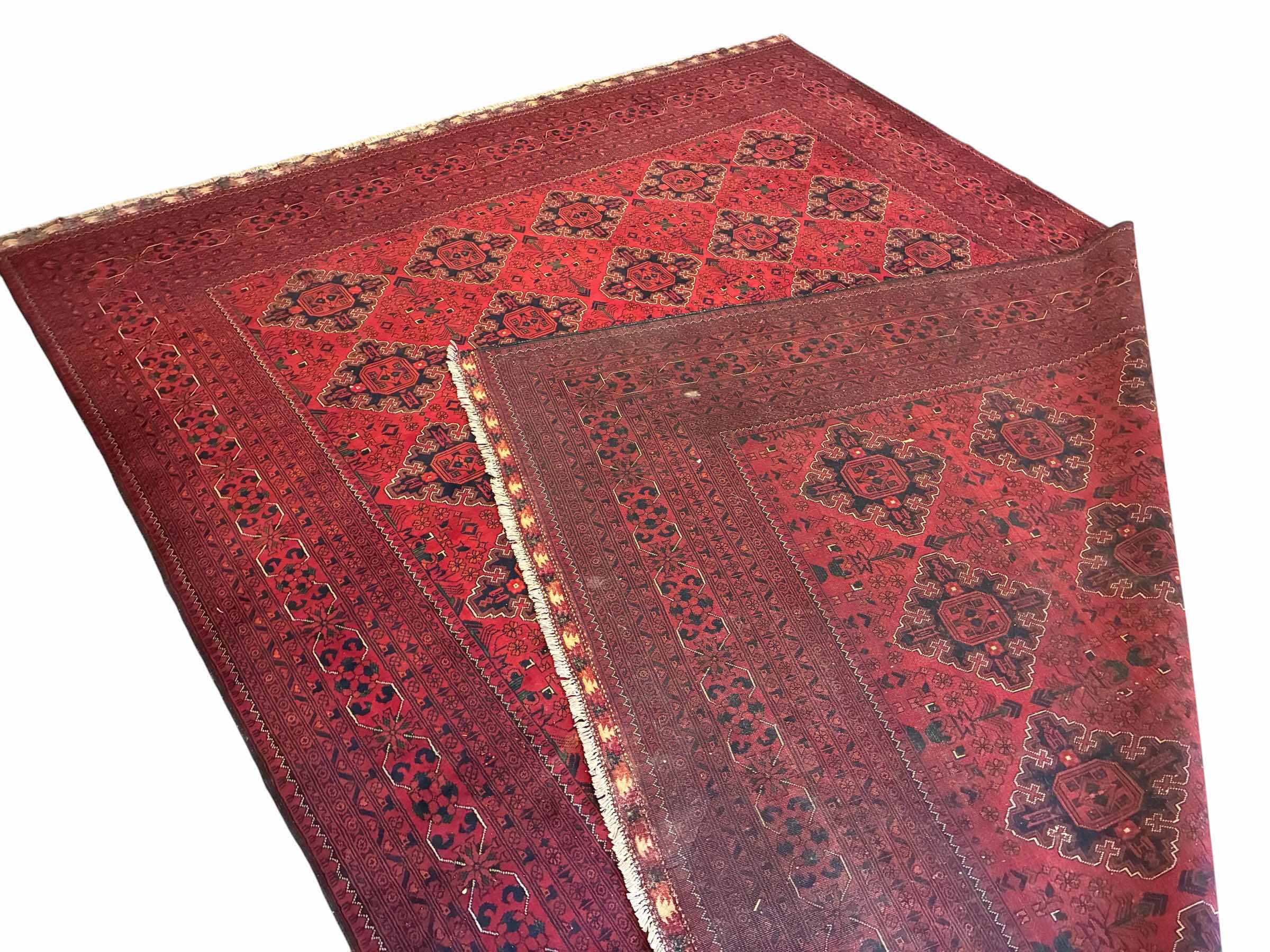 Photo 1 of LAISAH BLACK/RED AFGHAN AREA RUG 118” X 158”