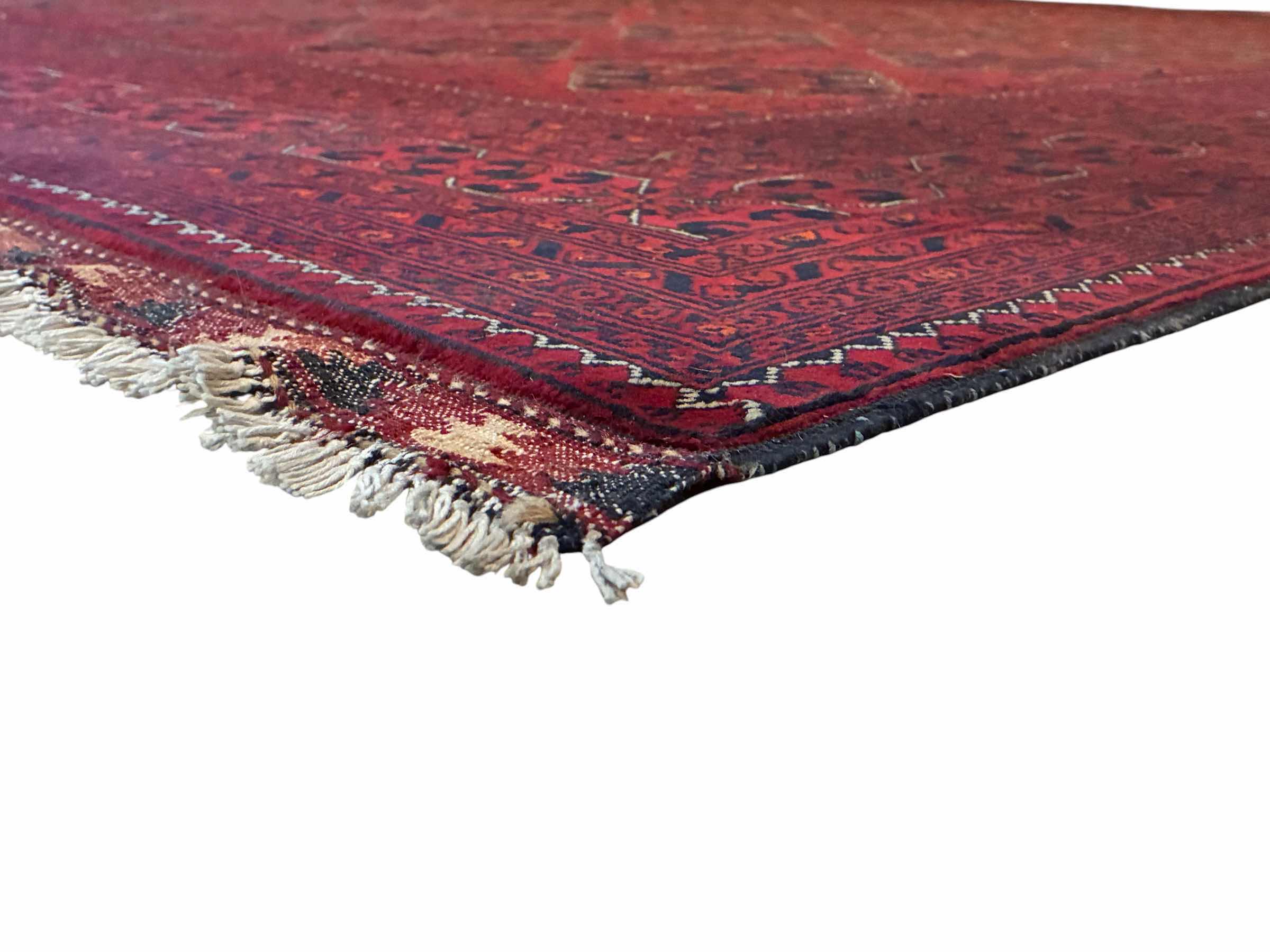 Photo 1 of LAISAH BLACK/RED AFGHAN AREA RUG 118” X 158”