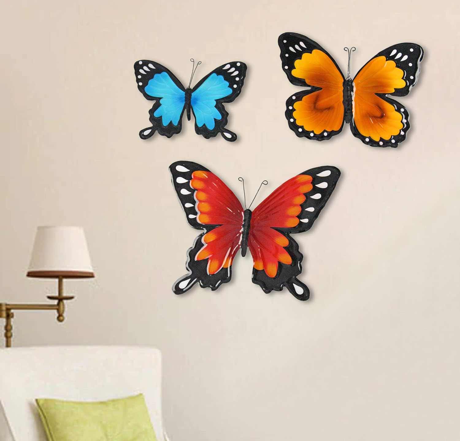 Photo 1 of CASE OF 12 SETS METAL BUTTERFLY WALL ART-SET OF 3, INDOOR/OUTDOOR