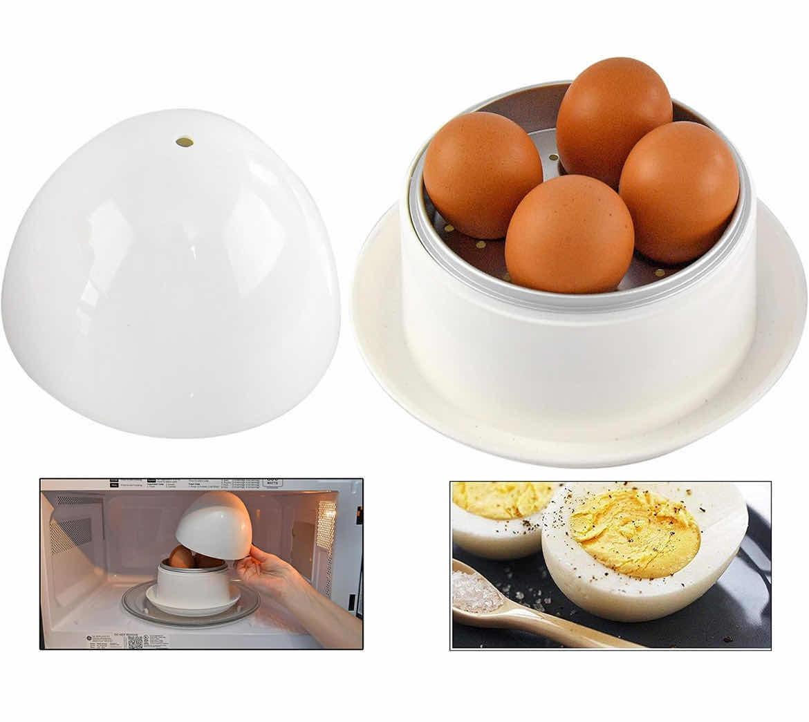 Photo 1 of CASE OF 6 HOME-X MICROWAVE EGG BOILER WITH SAUCER FOR HARD-BOILED OF SOFT-BOILED EGGS DISHWASHER SAFE UP TO 4 EGGS