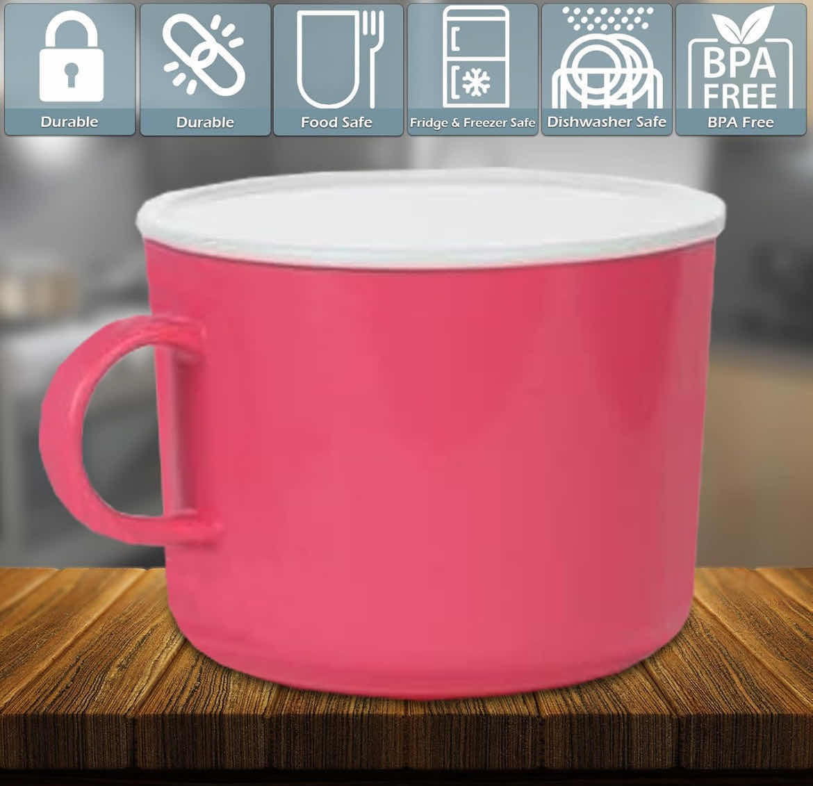 Photo 1 of CASE OF 12 SETS OF MICROWAVE 20OZ COFFEE MUGS WITH LIDS - SET OF 4 MICROWAVABLE MUGS WITH HANDLE TO HEAT AND EAT RAMEN, NOODLES & SOUPS - SET OF 4 COLORS LARGE COFFEE CUP DISHWASHER SAFE, BPA-FREE