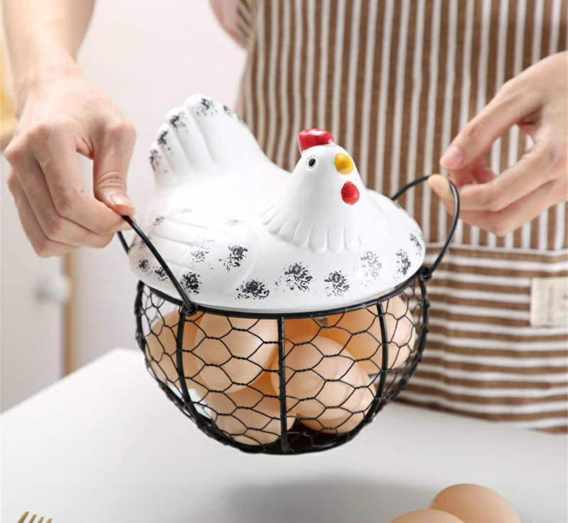 Photo 1 of CASE OF 4 CHICKEN EGG BASKET CHICKEN EGG HOLDER DECORATIVE FARMHOUSE STORAGE CONTAINER FOR KITCHEN COUNTERTOP