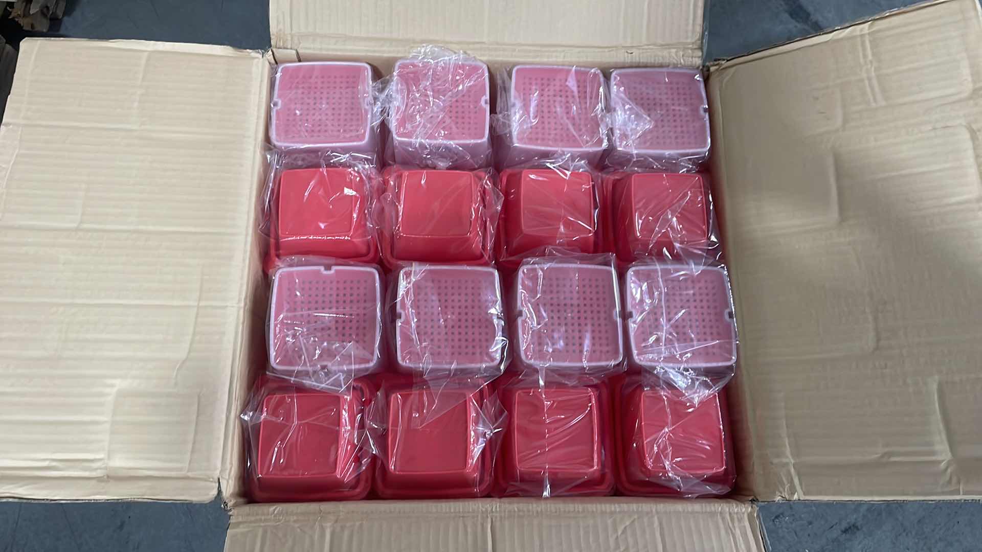 Photo 1 of CASE OF 32 HOME-X PICKLE STORE AND DRAIN CONTAINER RED
