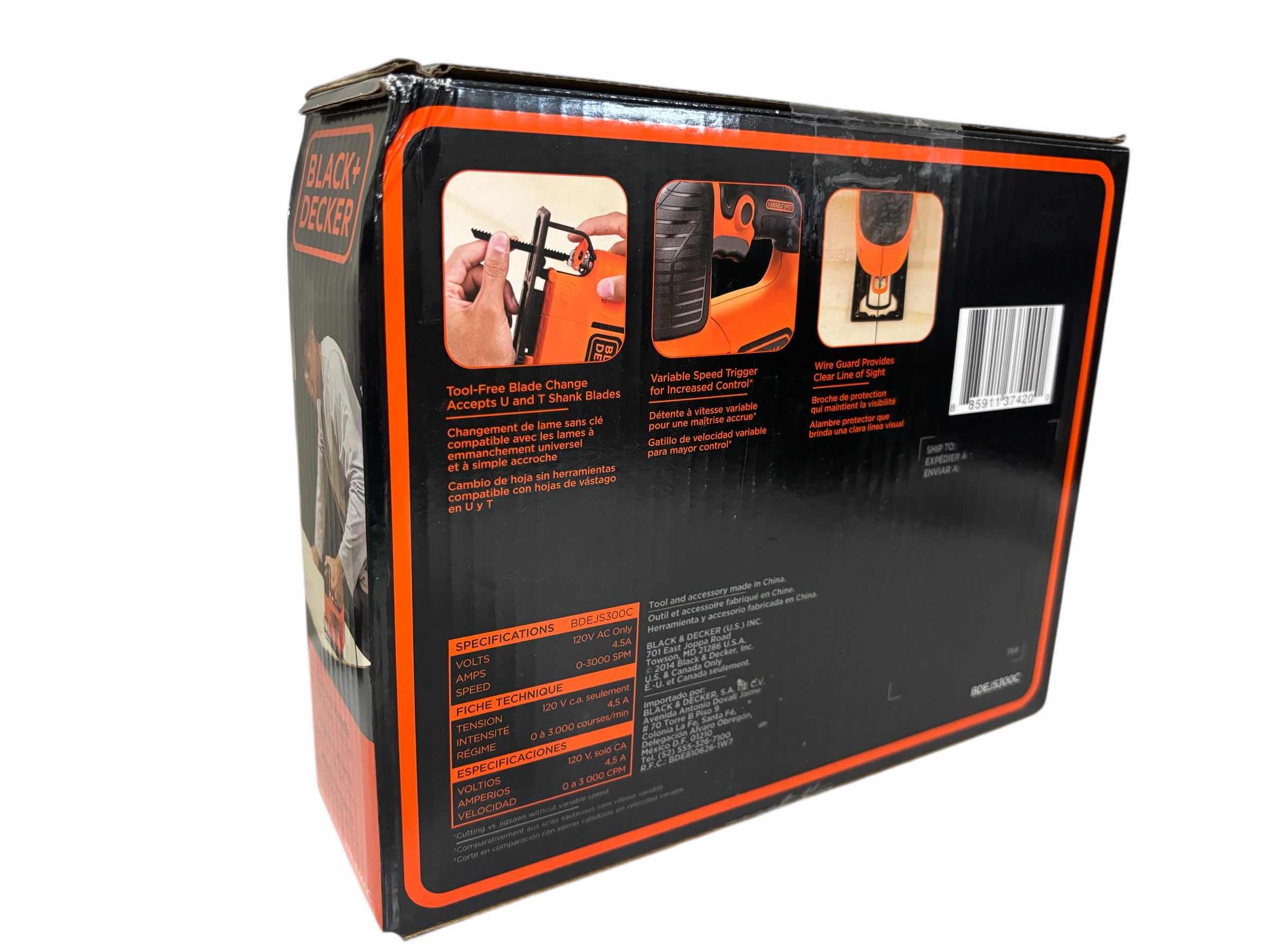 Photo 1 of BLACK + DECKER 4.5AMP JIGSAW BDEJS300C