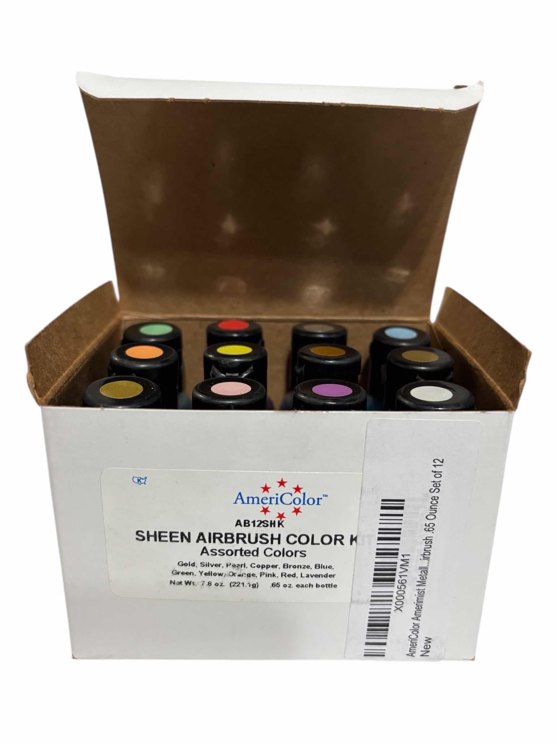 Photo 1 of AMERICOLOR SET OF 12 SHEEN AIRBRUSH PEARLESCENT COLOR KIT (.65oz per bottle)
