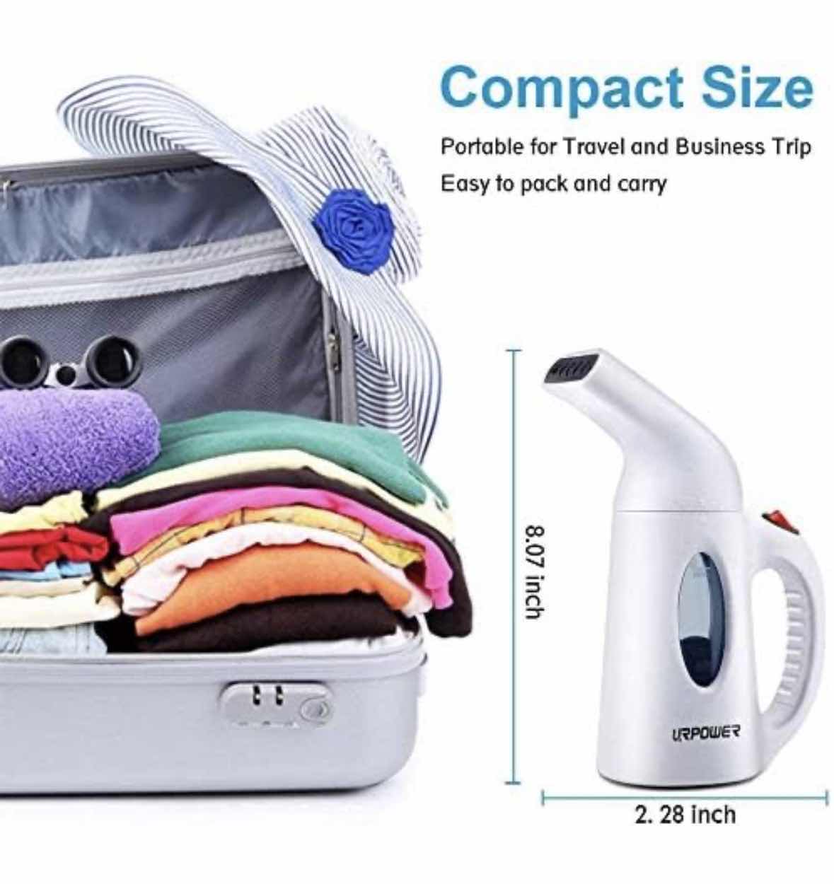 Photo 1 of URPOWER TRAVEL GARMENT STEAMER, PORTABLE HANDHELD FAST HEAT-UP 130ml, WHITE