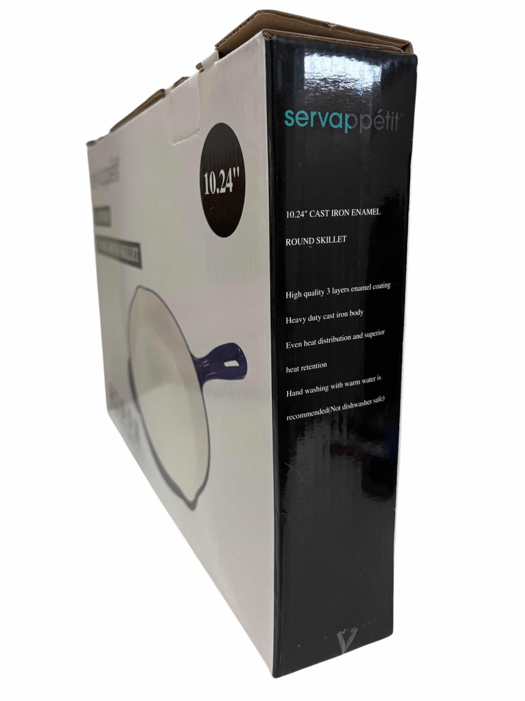 Photo 1 of SERVAPPETIT 10.24” CAST IRON ENAMEL ROUND SKILLET, COBALT BLUE