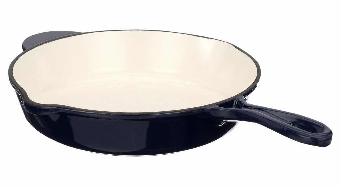 Photo 1 of SERVAPPETIT 10.24” CAST IRON ENAMEL ROUND SKILLET, COBALT BLUE