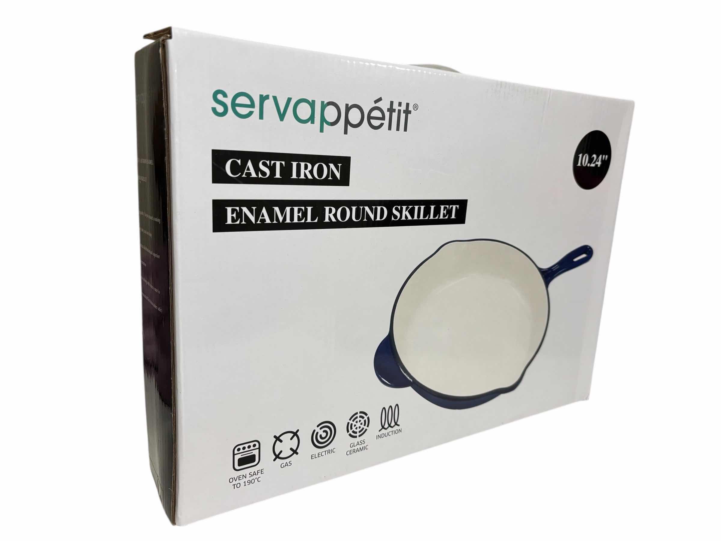 Photo 1 of SERVAPPETIT 10.24” CAST IRON ENAMEL ROUND SKILLET, COBALT BLUE