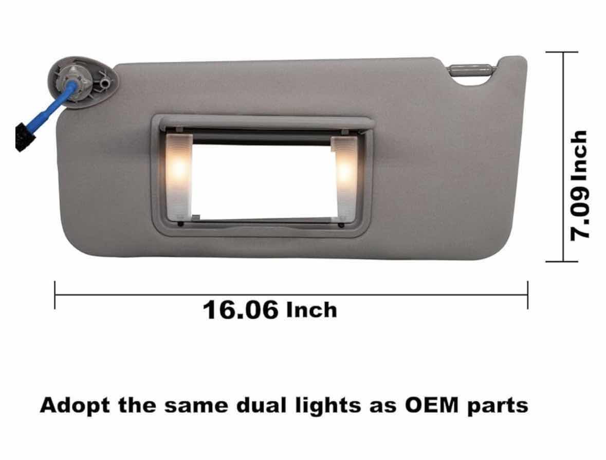 Photo 1 of LEFT DRIVER SIDE SUN VISOR COMPATIBLE W HONDA ACCORD 2008-2017 W LIGHT, GREY