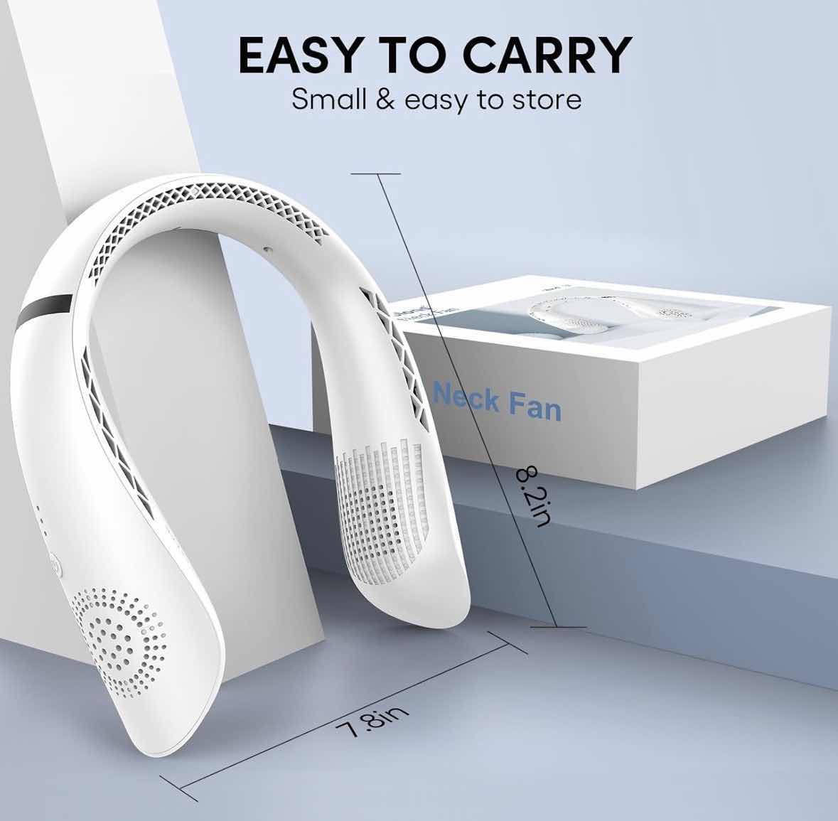 Photo 1 of DOLOND F2 PORTABLE NECK FAN W 3 SPEEDS & USB CHARGER CORD, WHITE