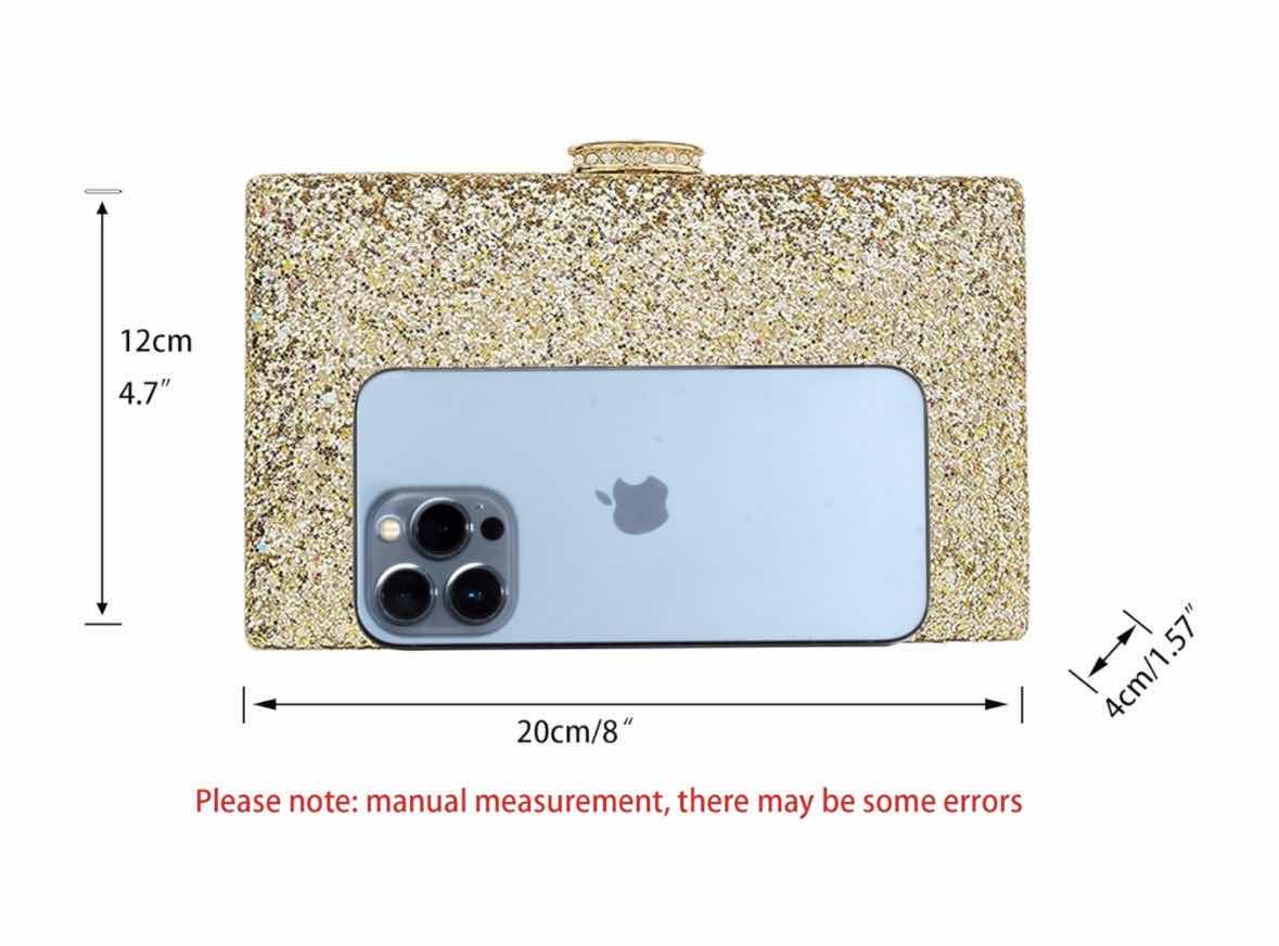 Photo 1 of CARIEDO SPARKLING CLUTCH PURSE W REMOVABLE GOLD STRAP CHAIN