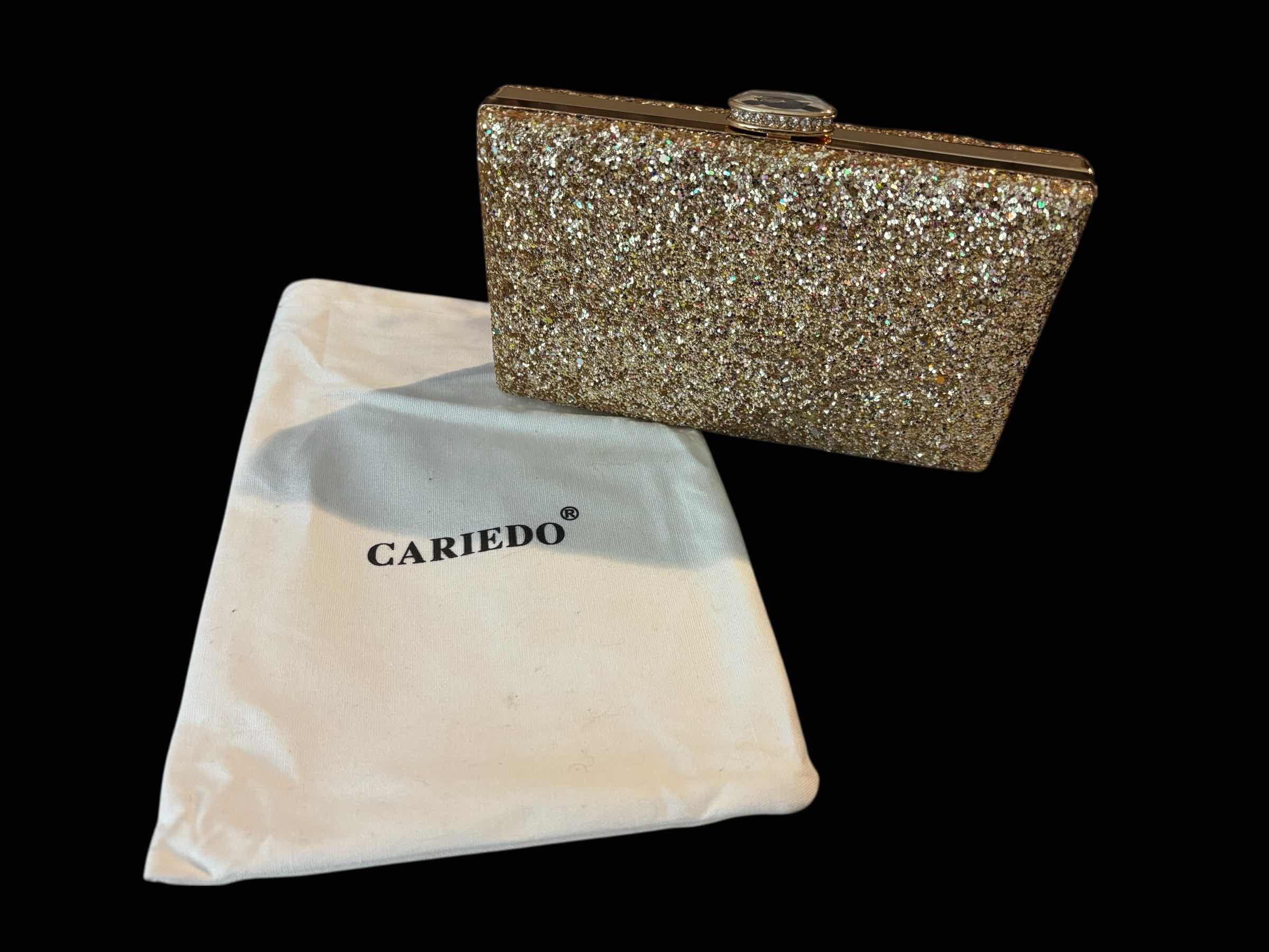 Photo 1 of CARIEDO SPARKLING CLUTCH PURSE W REMOVABLE GOLD STRAP CHAIN