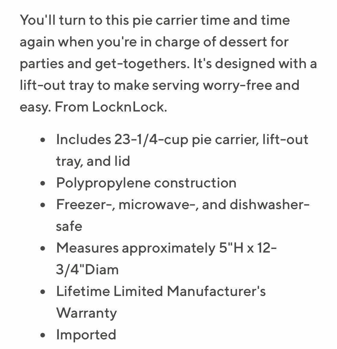 Photo 1 of LOCK N LOCK PIE CARRIER W HANDLE, RED