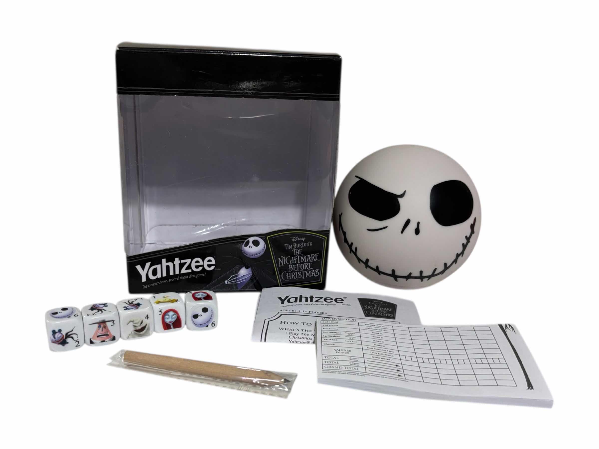 Photo 1 of TIM BURTON’S THE NIGHTMARE BEFORE CHRISTMAS EDITION YAHTZEE W JACK SKELLINGTON DICE CUP & CUSTOM DICE
