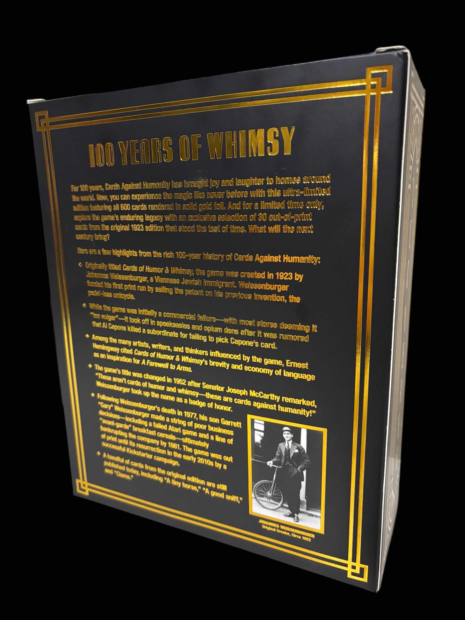 Photo 1 of CARDS AGAINST HUMANITY: 100TH ANNIVERSARY EDITION INCLUDES 30 CARDS FROM THE ORIGINAL 1923 ADDITION OF CARDS OF HUMOR & WHIMSY