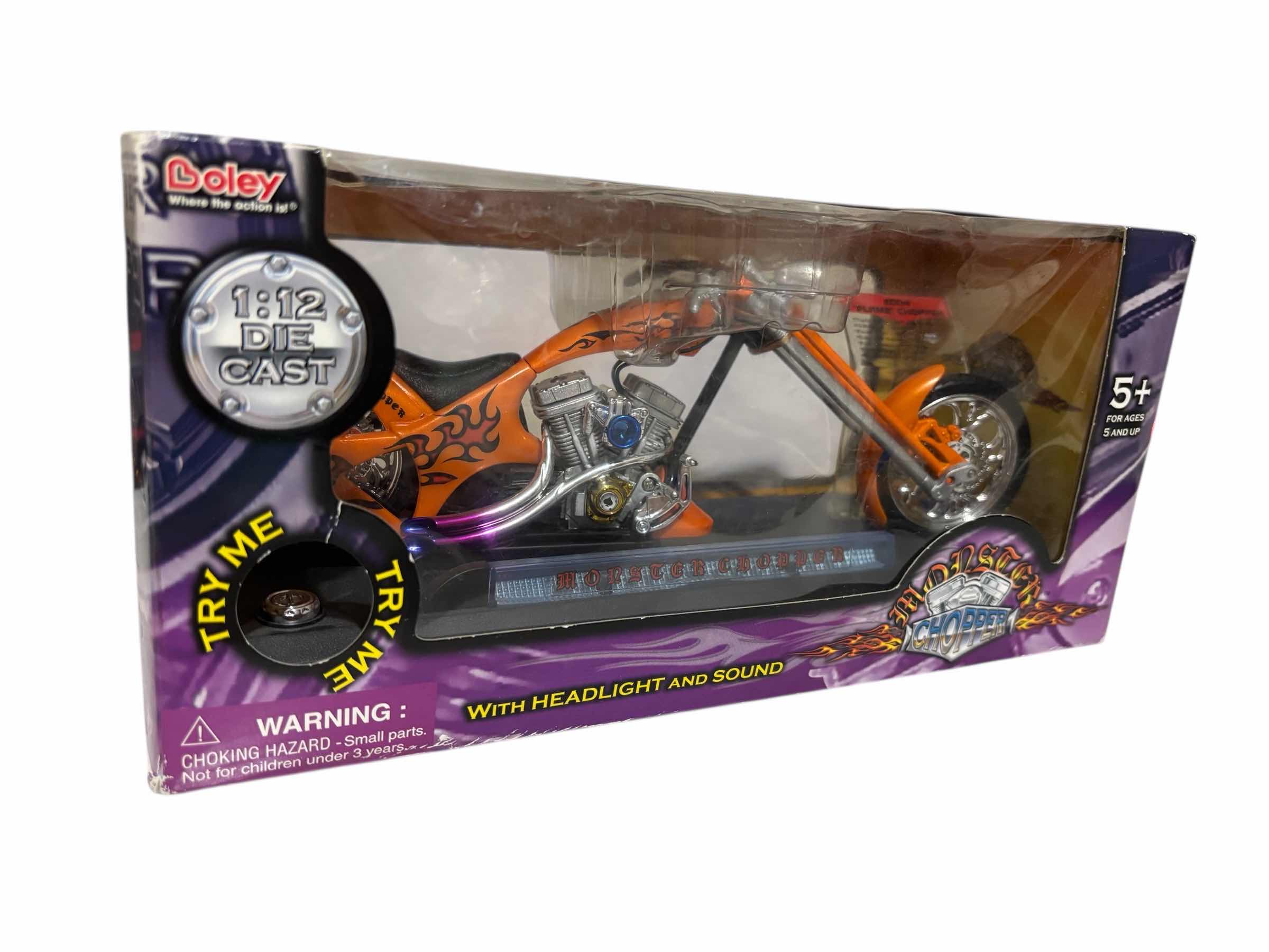 Photo 1 of BOLEY 2004 MONSTER FLAME CHOPPER DIE-CAST 1:12 SCALE MODEL W HEADLIGHT & SOUND