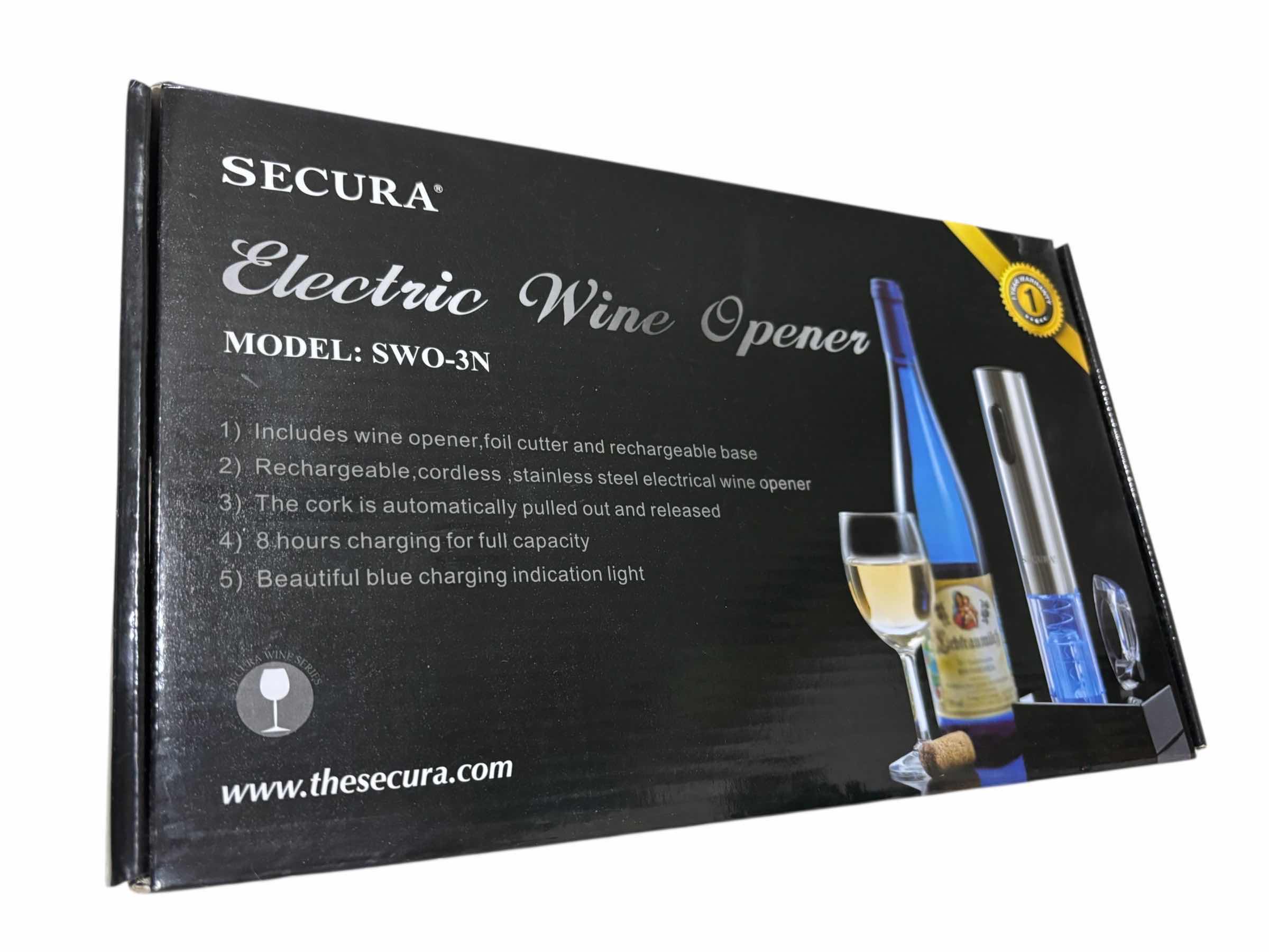 Photo 1 of SECURA ELECTRIC WINE OPENER W FOIL CUTTER & RECHARGEABLE BASE, SWO-3N