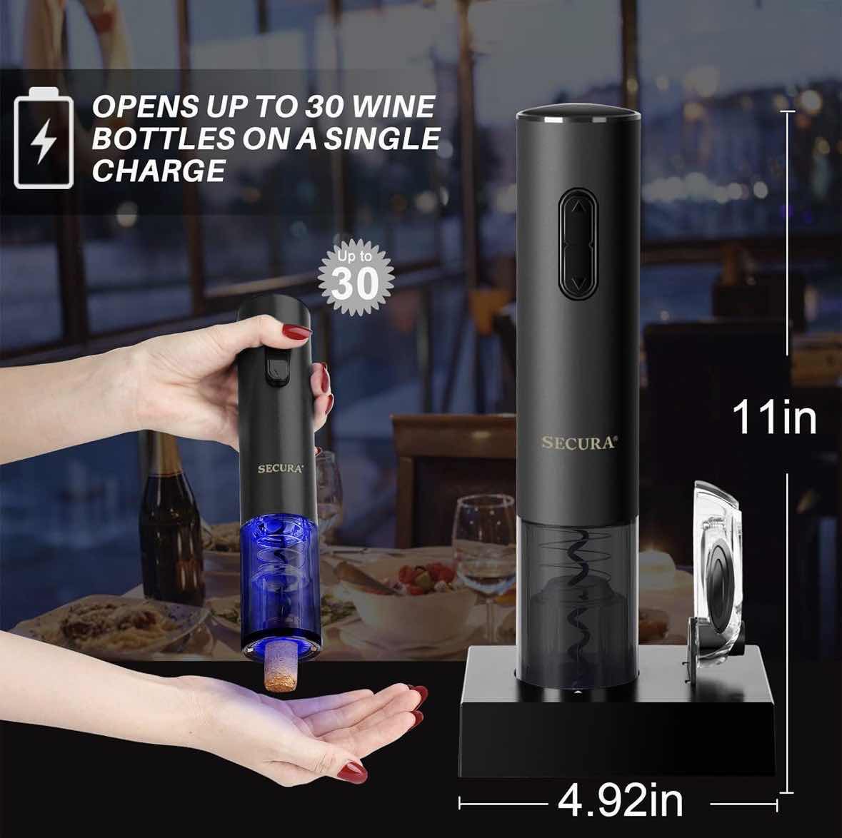 Photo 1 of SECURA ELECTRIC WINE OPENER W FOIL CUTTER & RECHARGEABLE BASE, SWO-3N
