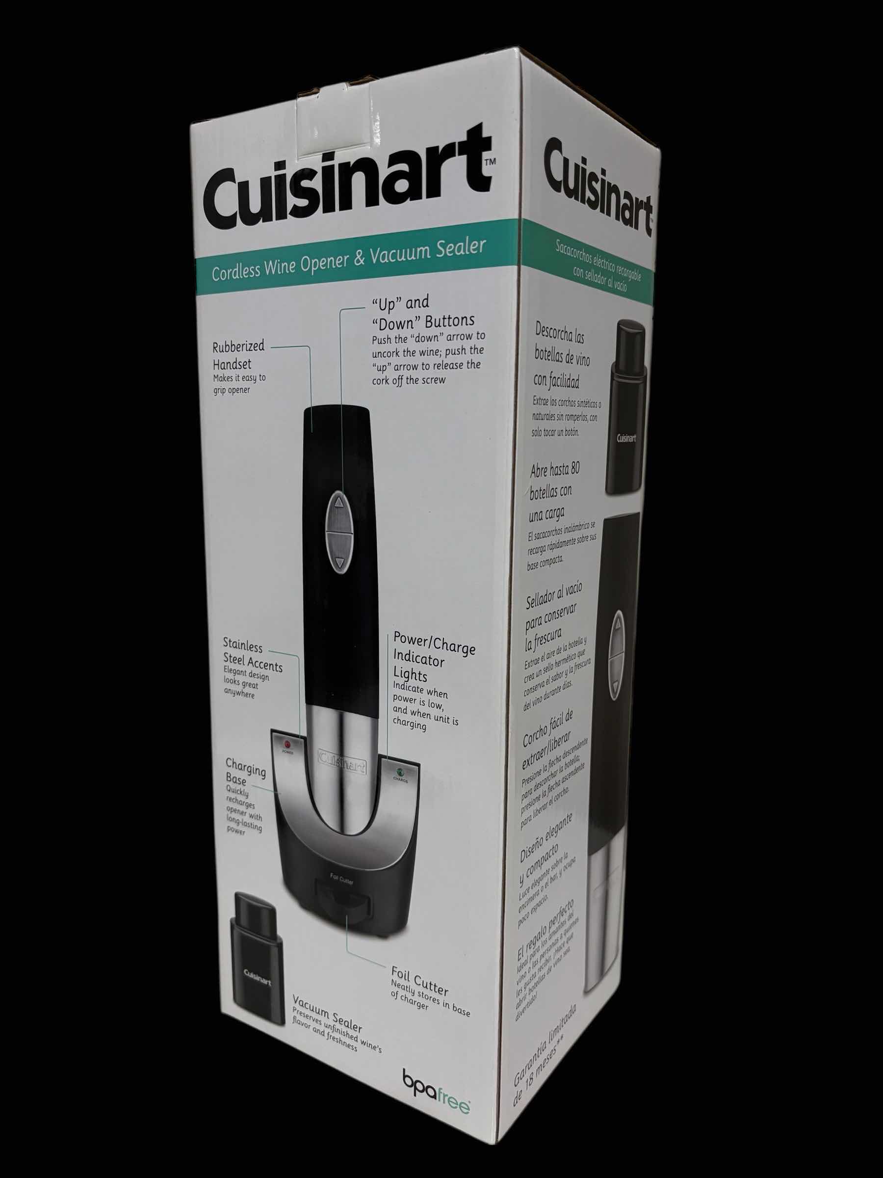 Photo 1 of CUISINART CORDLESS WINE OPENER & VACUUM SEALER W RECHARGEABLE BASE & FOIL CUTTER, CWO-50