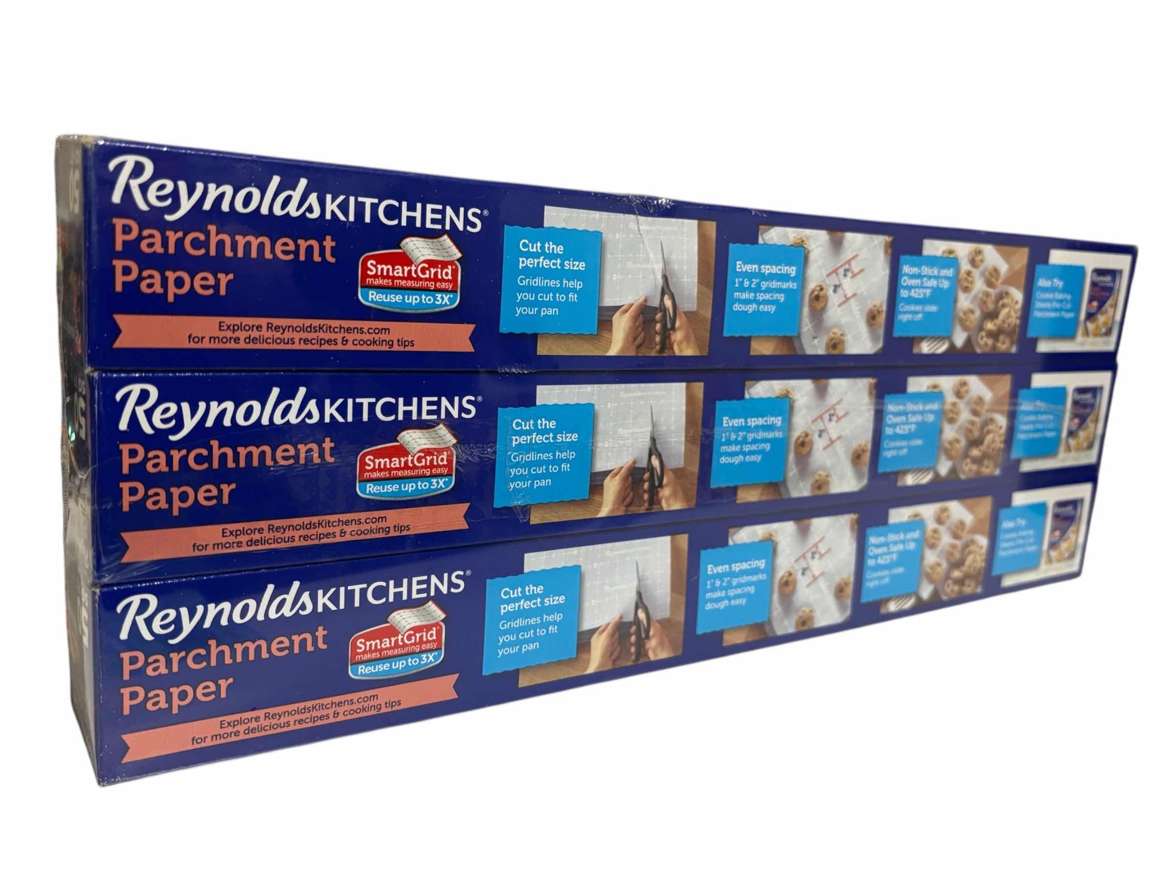 Photo 1 of NIB REYNOLDS KITCHENS PARCHMENT PAPER ROLL W SMART-GRID, 3-PACK OF 50 SQ FT (150 SQ FT) $33