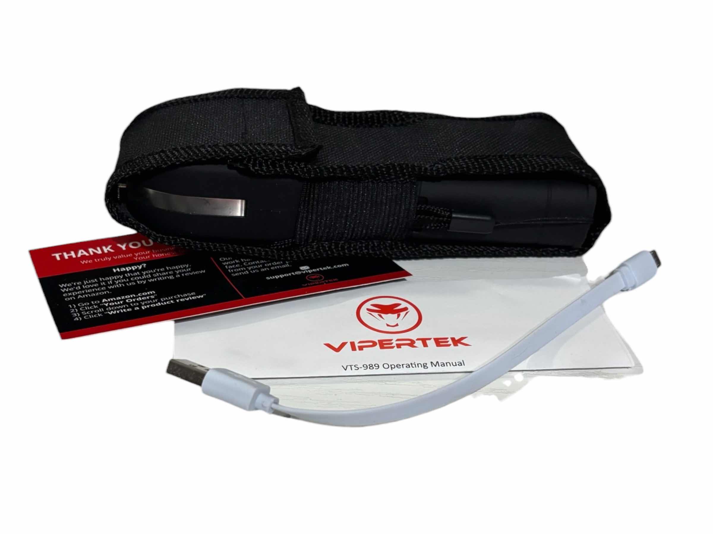 Photo 1 of VIPERTEK HEAVY DUTY RECHARGEABLE STUN GUN/ LED FLASHLIGHT W CHARGER, BLACK VTS-989 $26