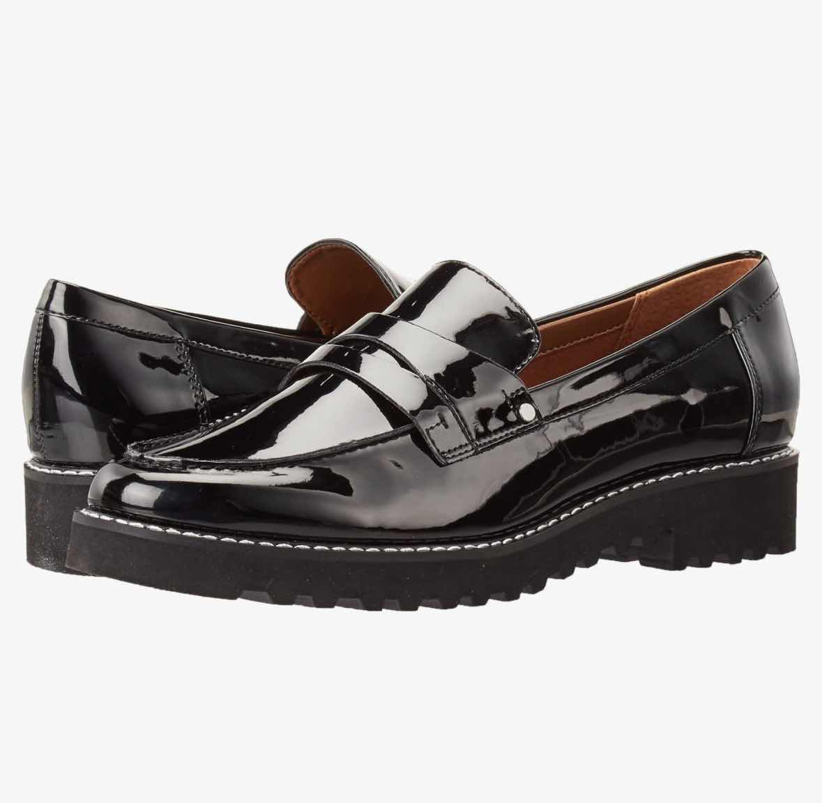 Photo 1 of FRANCO SARTO WOMENS CASSANDRA LOAFER, BLACK PATENT LEATHER SIZE 8.5M $100