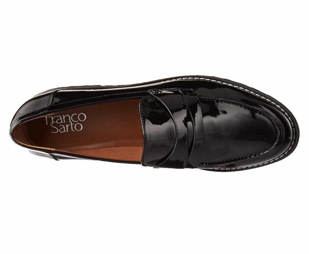 Photo 1 of FRANCO SARTO WOMENS CASSANDRA LOAFER, BLACK PATENT LEATHER SIZE 8.5M $100
