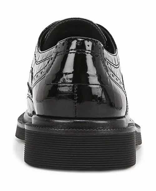 Photo 1 of FRANCO SARTO AUDREY CROC EMBOSSED WINGTIP OXFORD, BLACK PATENT LEATHER WOMENS SIZE 8.5M $125