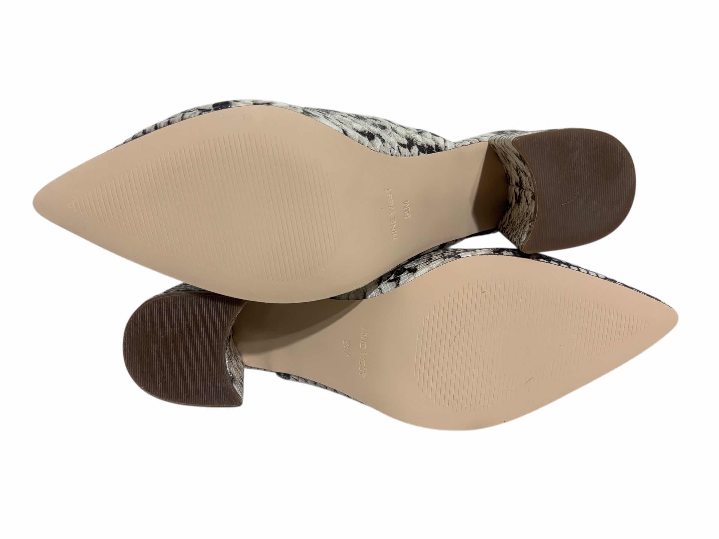 Photo 1 of NIB NINE WEST RENNY MULE SLIDES, LIGHT NATURAL SNAKE WOMENS SIZE 8.5M $80