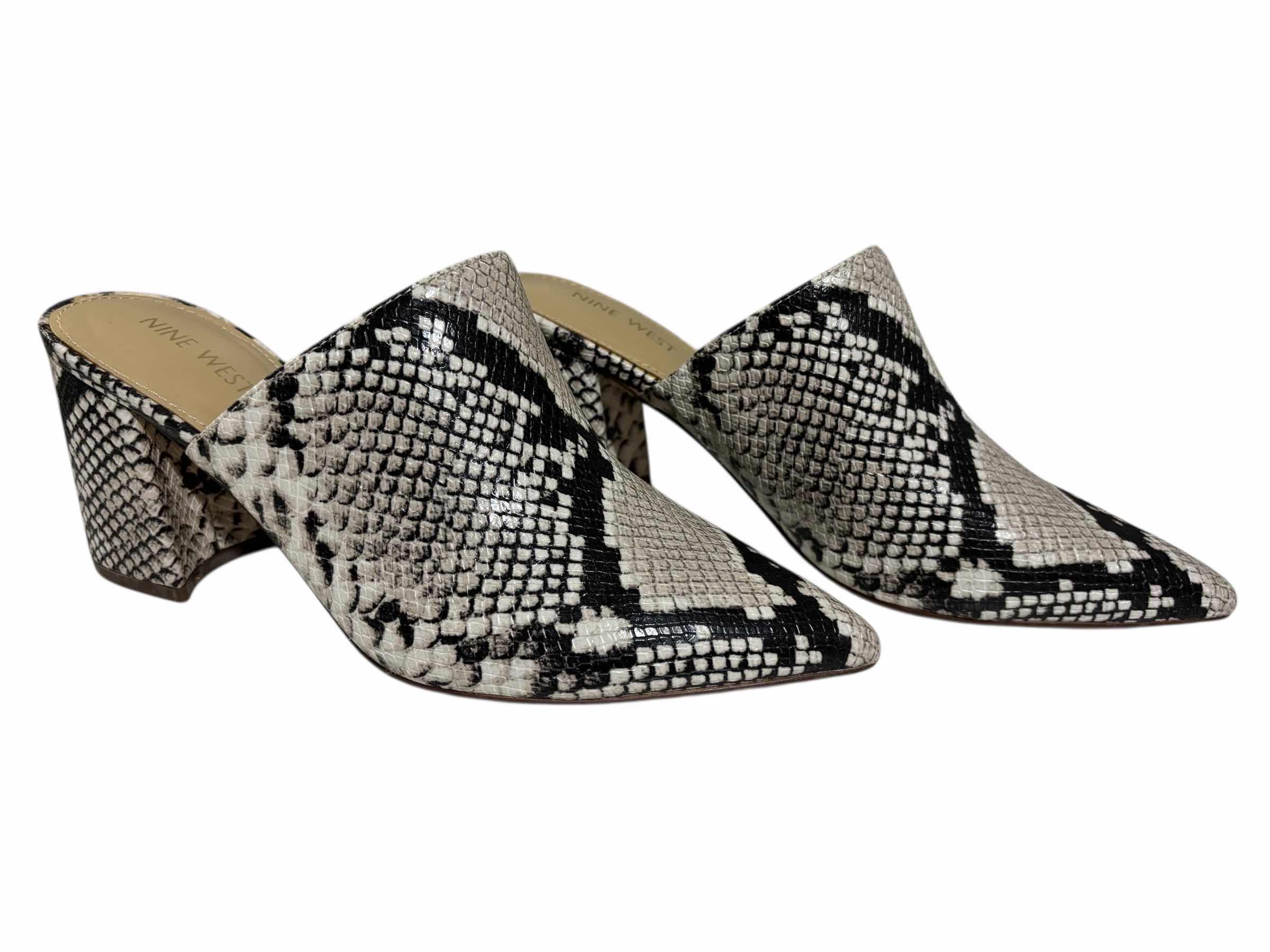 Photo 1 of NIB NINE WEST RENNY MULE SLIDES, LIGHT NATURAL SNAKE WOMENS SIZE 8.5M $80