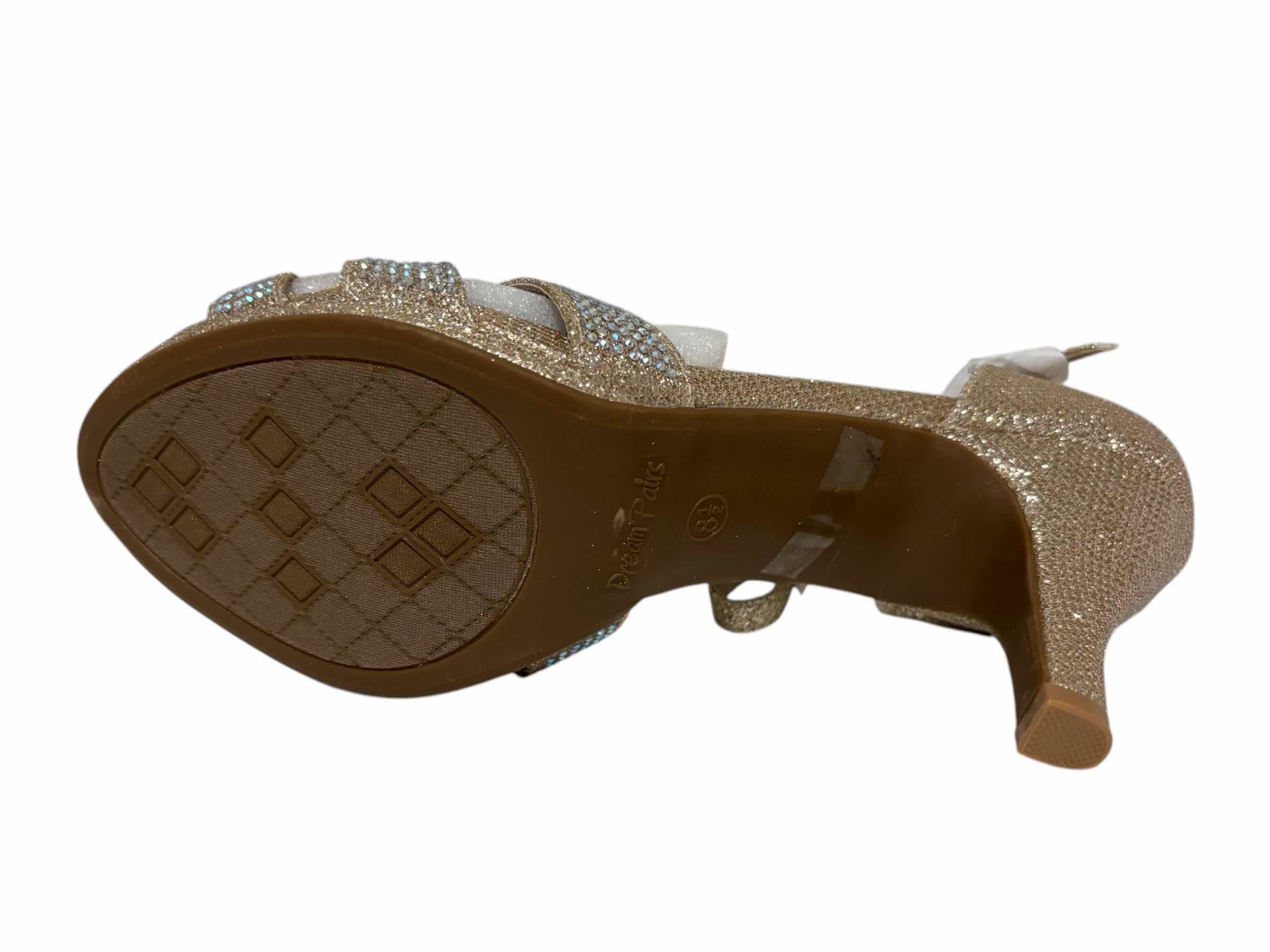 Photo 1 of DREAM PAIRS OPEN TOE STILETTO RHINESTONE KITTEN HEELS, GOLD WOMENS SIZE 8.5