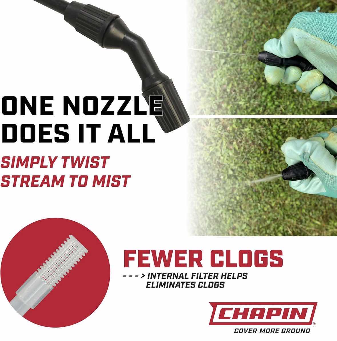 Photo 1 of CHAPIN 1 GAL PUMP SPRAY FOR LAWN & GARDEN W HANDLE, ADJUSTABLE CONE NOZZLE & IN-TANK FILTER FOR HERBICIDES