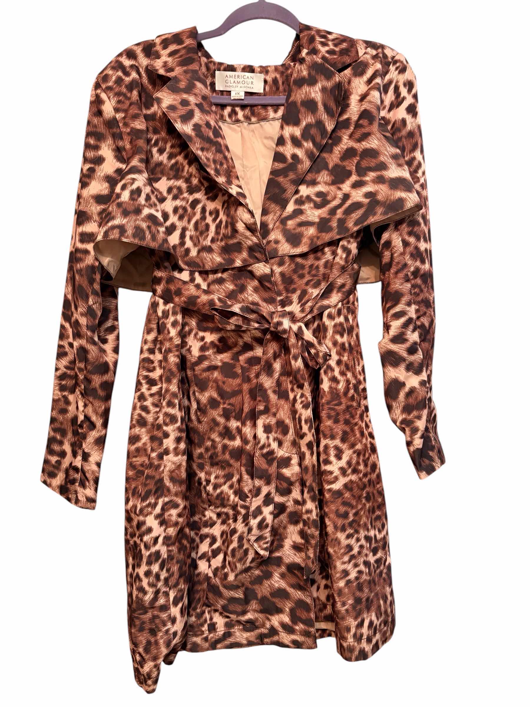 Photo 1 of BADGLEY MISCHA LEOPARD TRENCH COACH WOMENS SIZE 1X $200