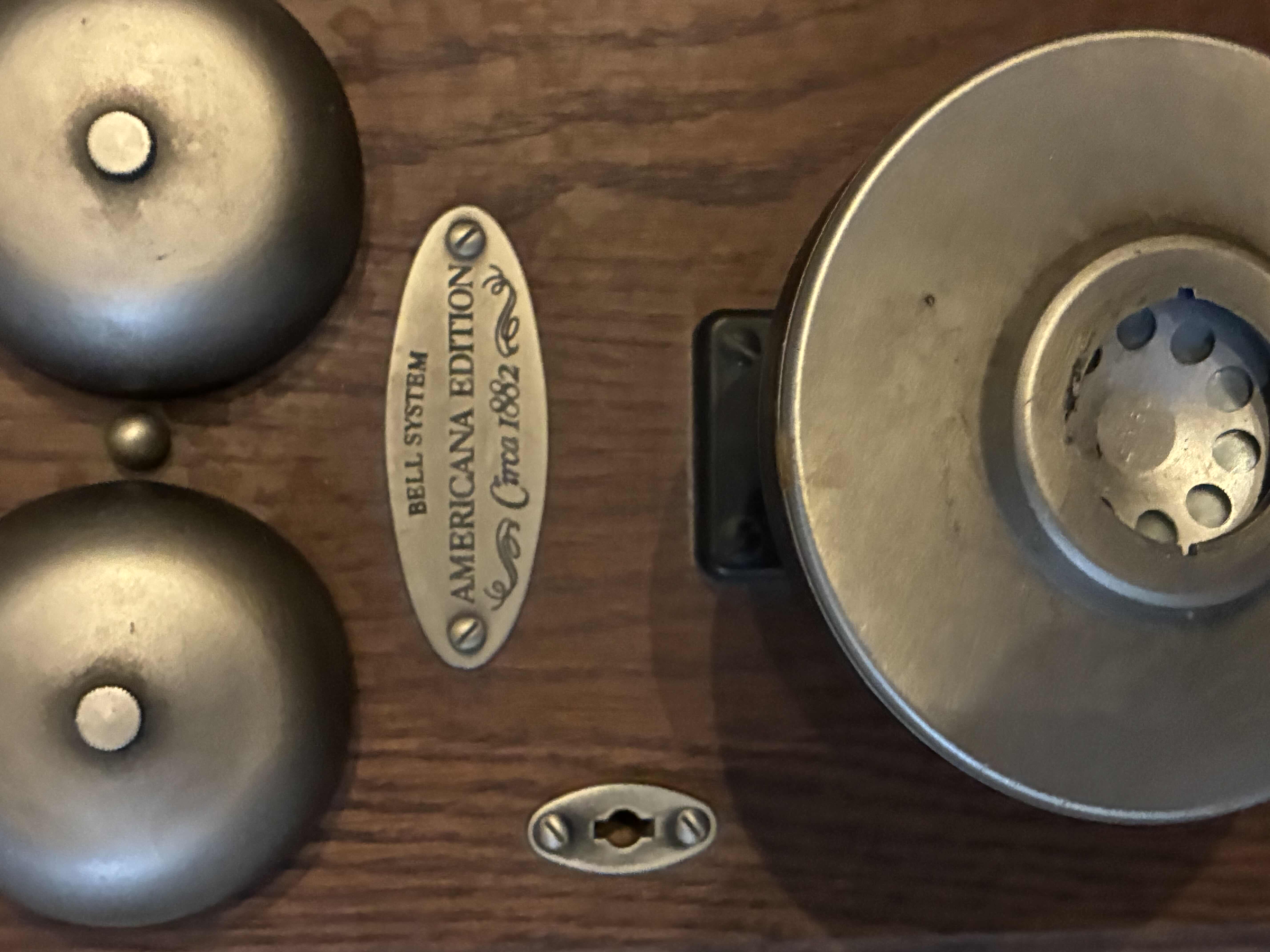 Photo 1 of BELL SYSTEM AMERICANA EDITION CIRCA 1882 WOOD ROTARY PHONE 9“ X 9“ H23.75”