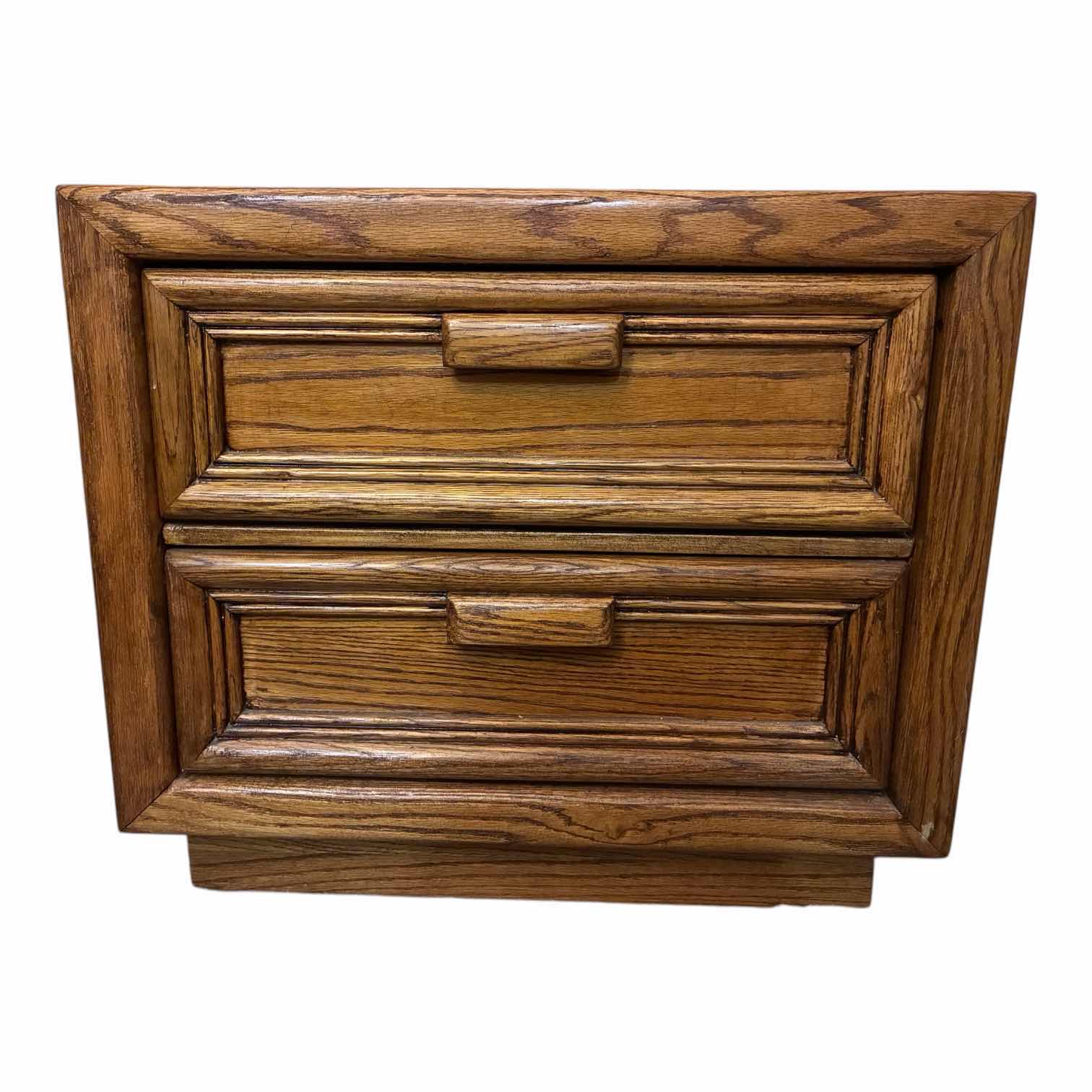 Photo 1 of VINTAGE BOHO OAK WOOD 2-DRAWER NIGHTSTAND 26” X 15“ H22.5”
