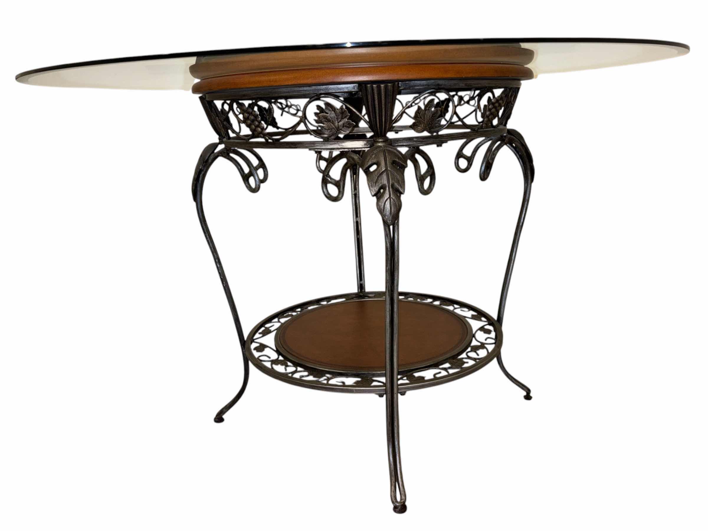 Photo 1 of ASHLEY FURNITURE ROUND GLASS TOP DINING TABLE & 4 CHAIRS 47.75” X 47.75” H30.25”