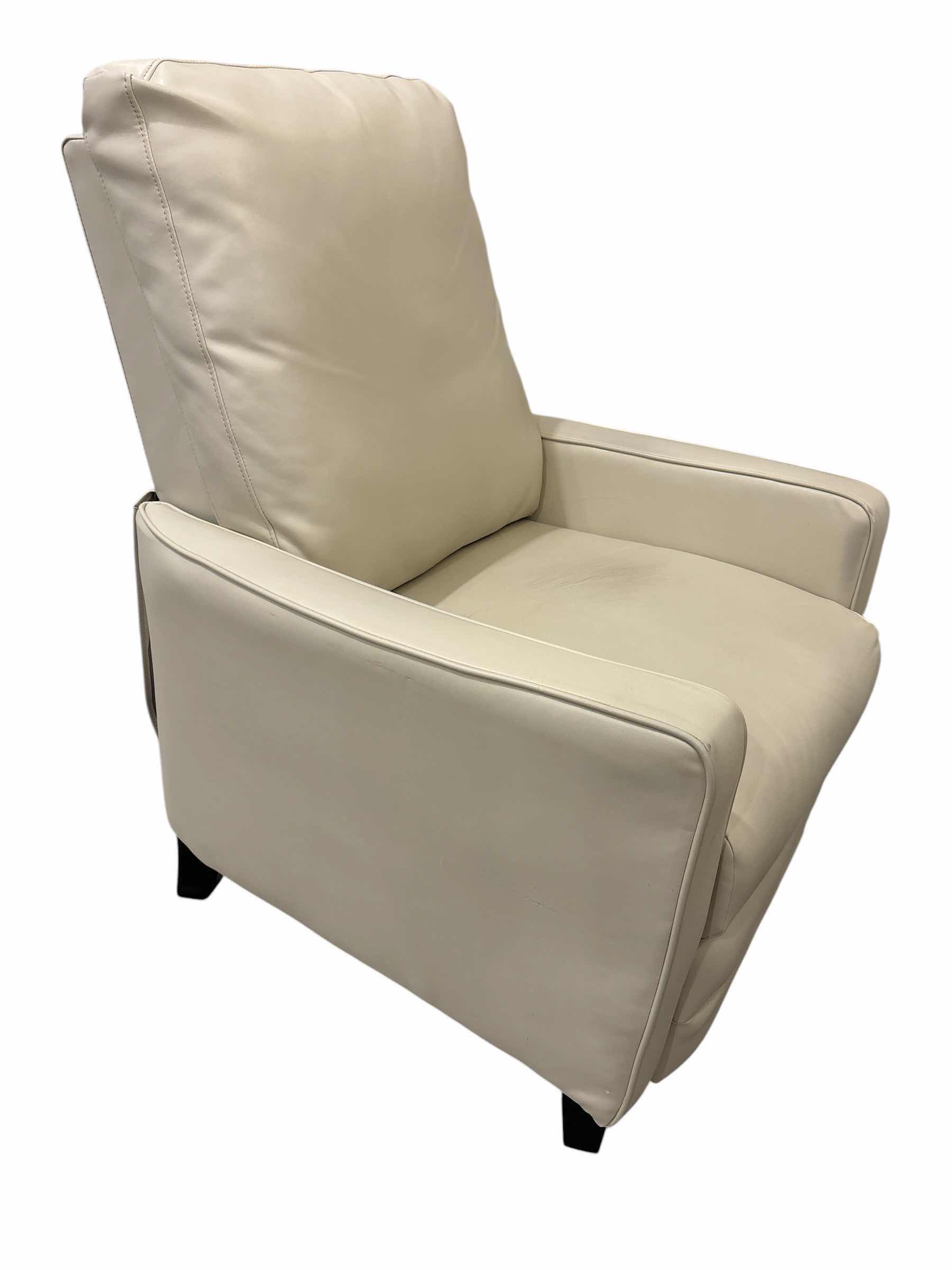 Photo 1 of CREAM FAUX LEATHER RECLINER 30” X 29” H39”