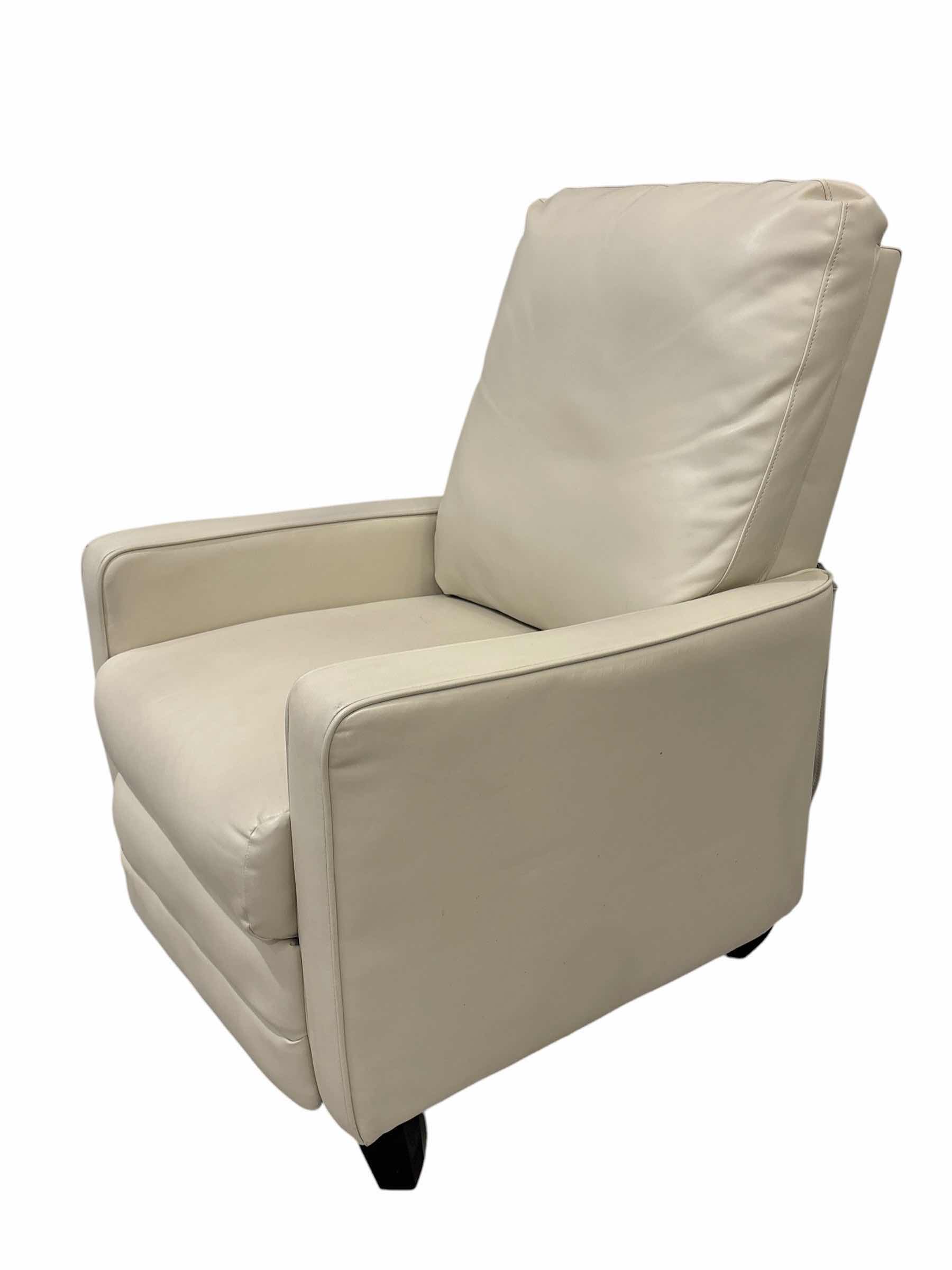 Photo 1 of CREAM FAUX LEATHER RECLINER 30” X 29” H39”