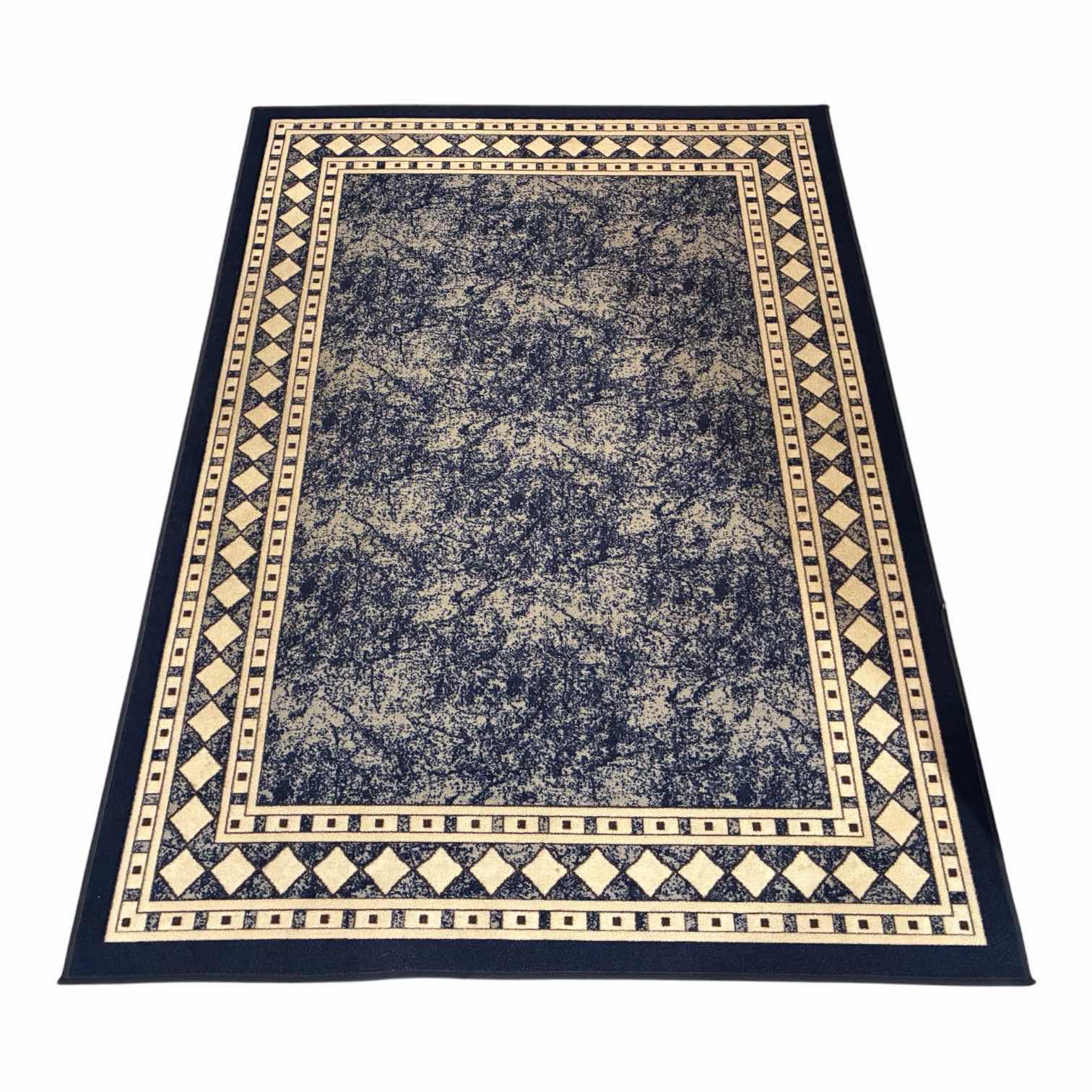 Photo 1 of ANTEP RUGS ALFOMBRAS MODERN BORDERED NAVY BLUE AREA RUG 5’ X 7’ $80